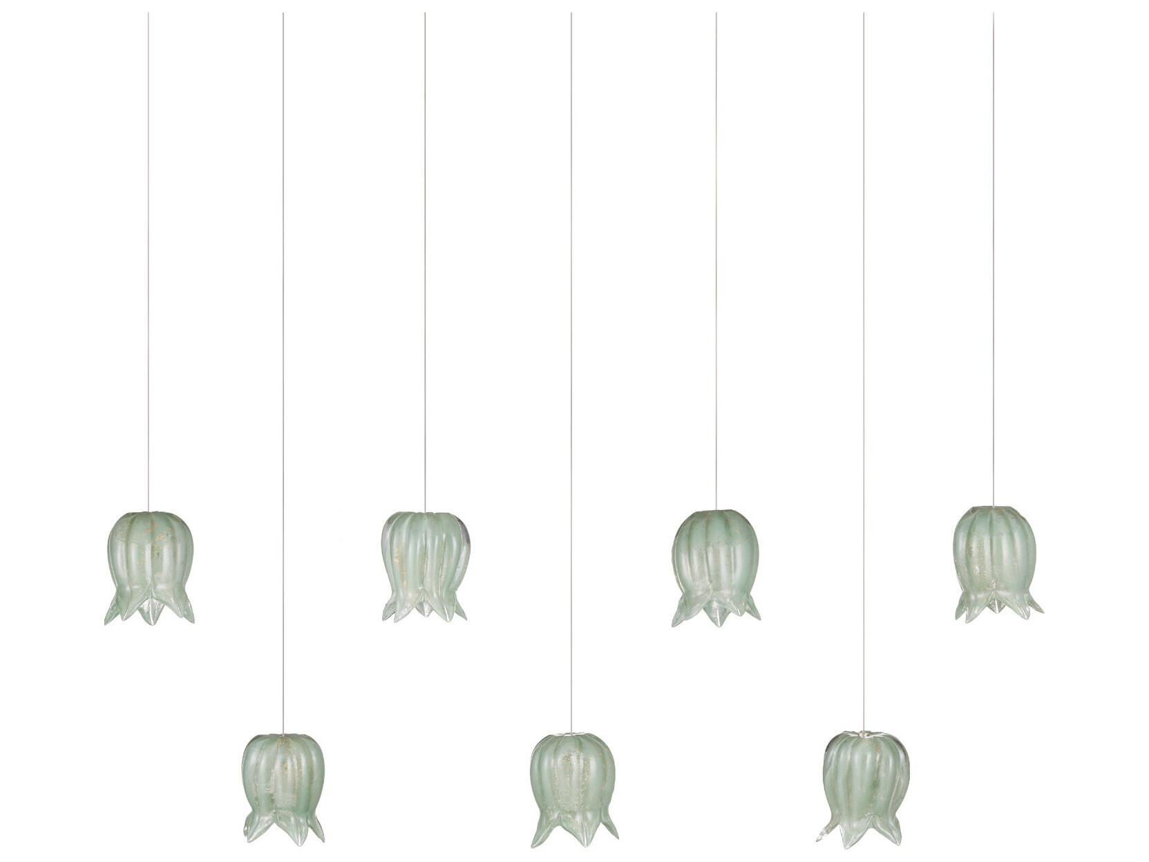 Currey & Company Polpo 7-Light Green Silver Island Pendant