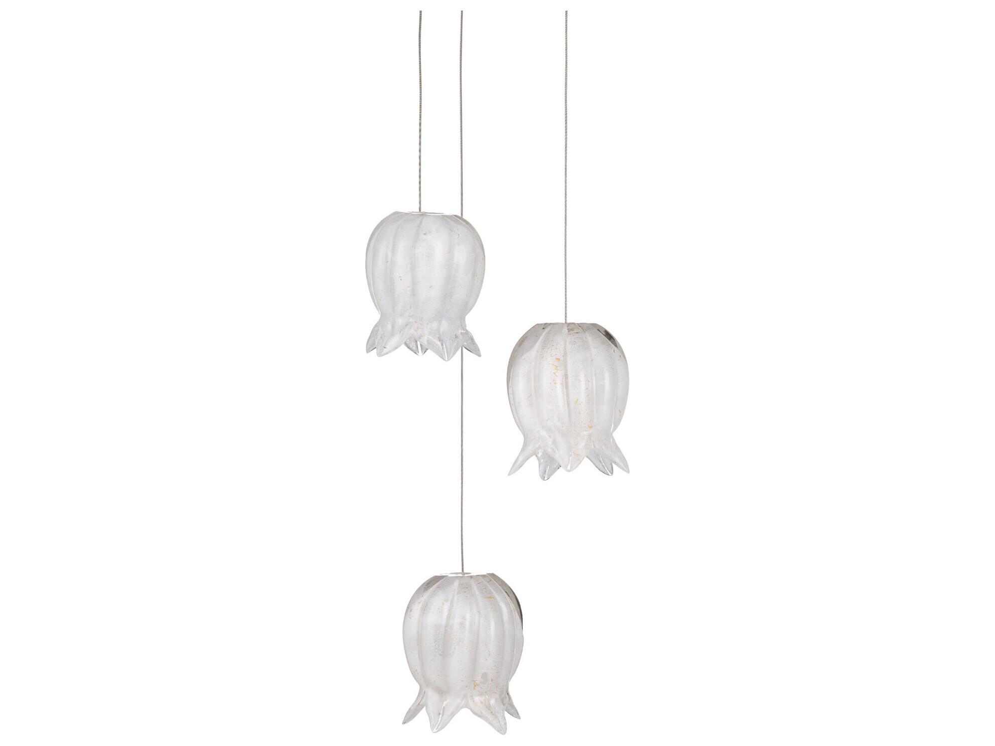 Currey & Company Polpo 3-Light White Silver Mini Pendant