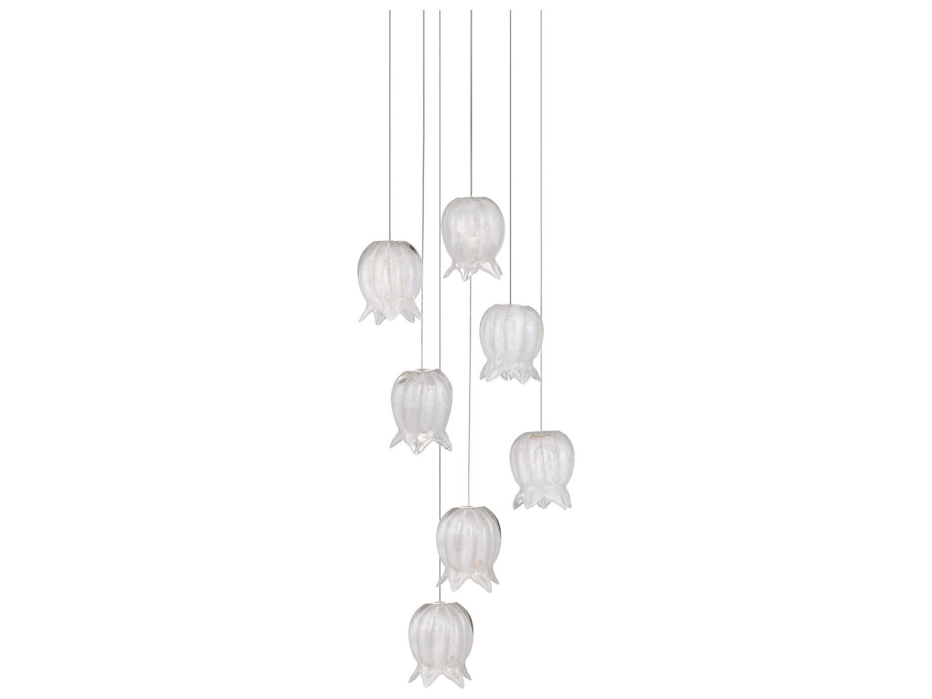 Currey & Company Polpo 7-Light White Silver Pendant