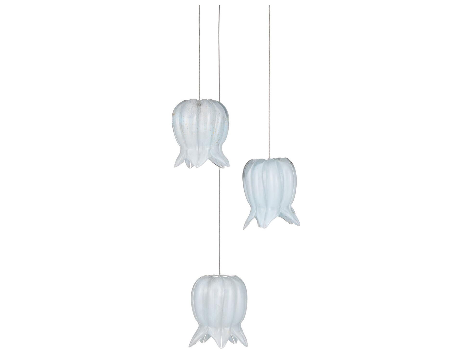 Currey & Company Polpo 3-Light Blue Silver Mini Pendant