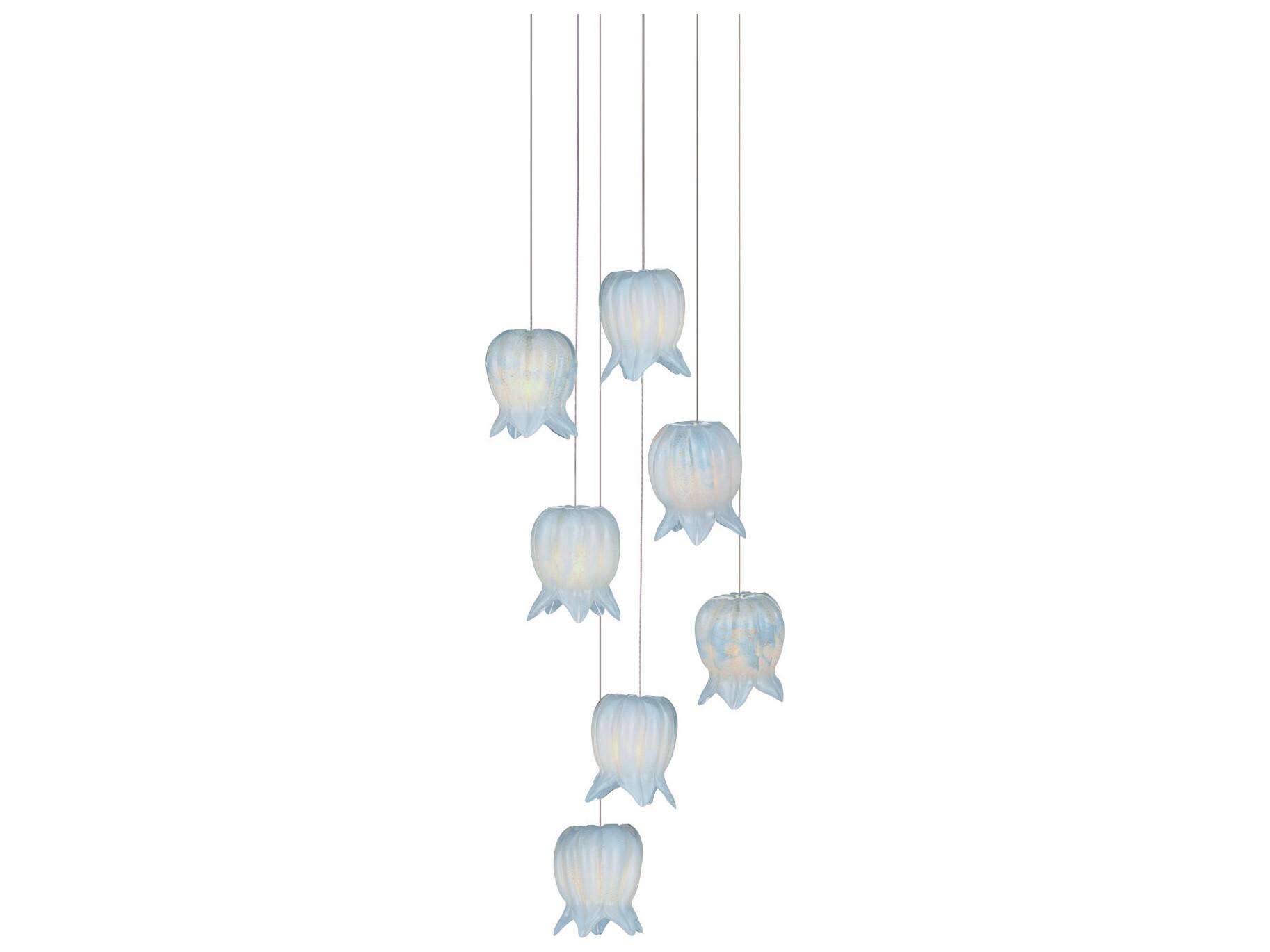 Currey & Company Polpo 7-Light Blue Silver Pendant