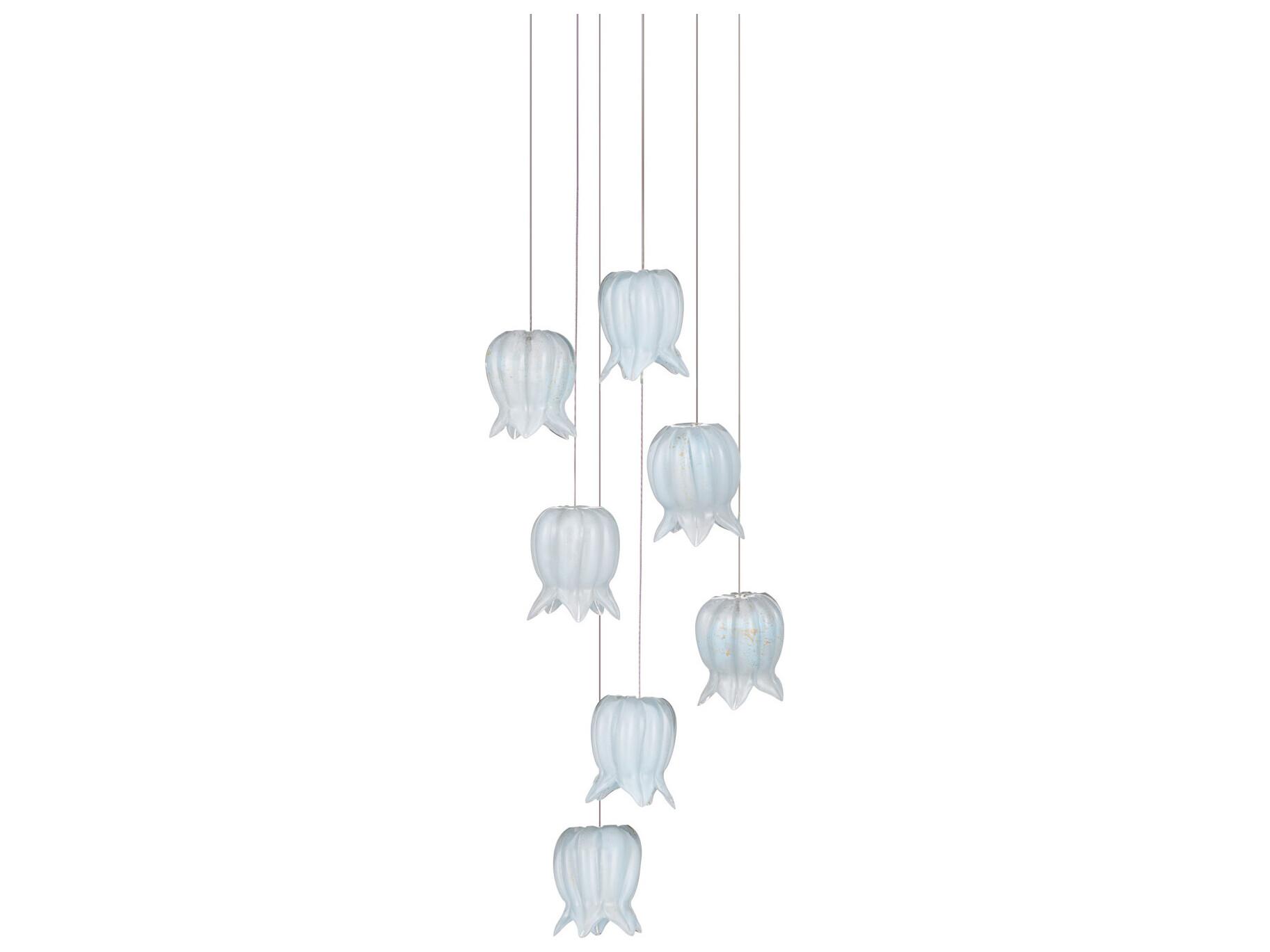 Currey & Company Polpo 7-Light Blue Silver Pendant