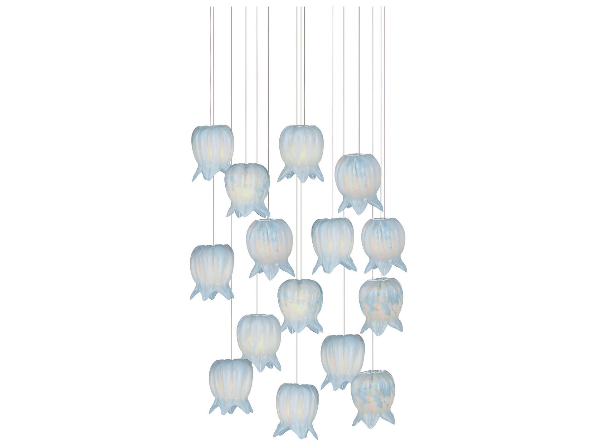 Currey & Company Polpo 15-Light Blue Silver Pendant