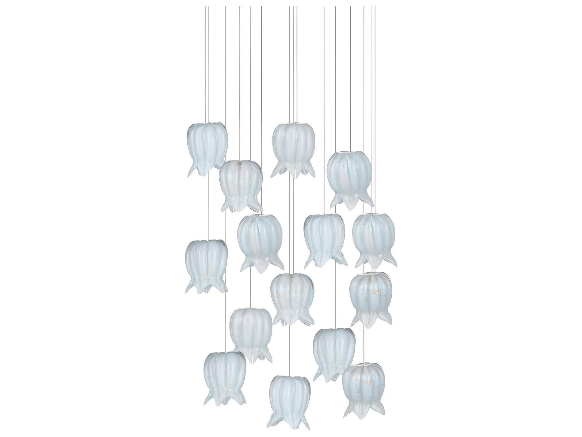 Currey & Company Polpo 15-Light Blue Silver Pendant