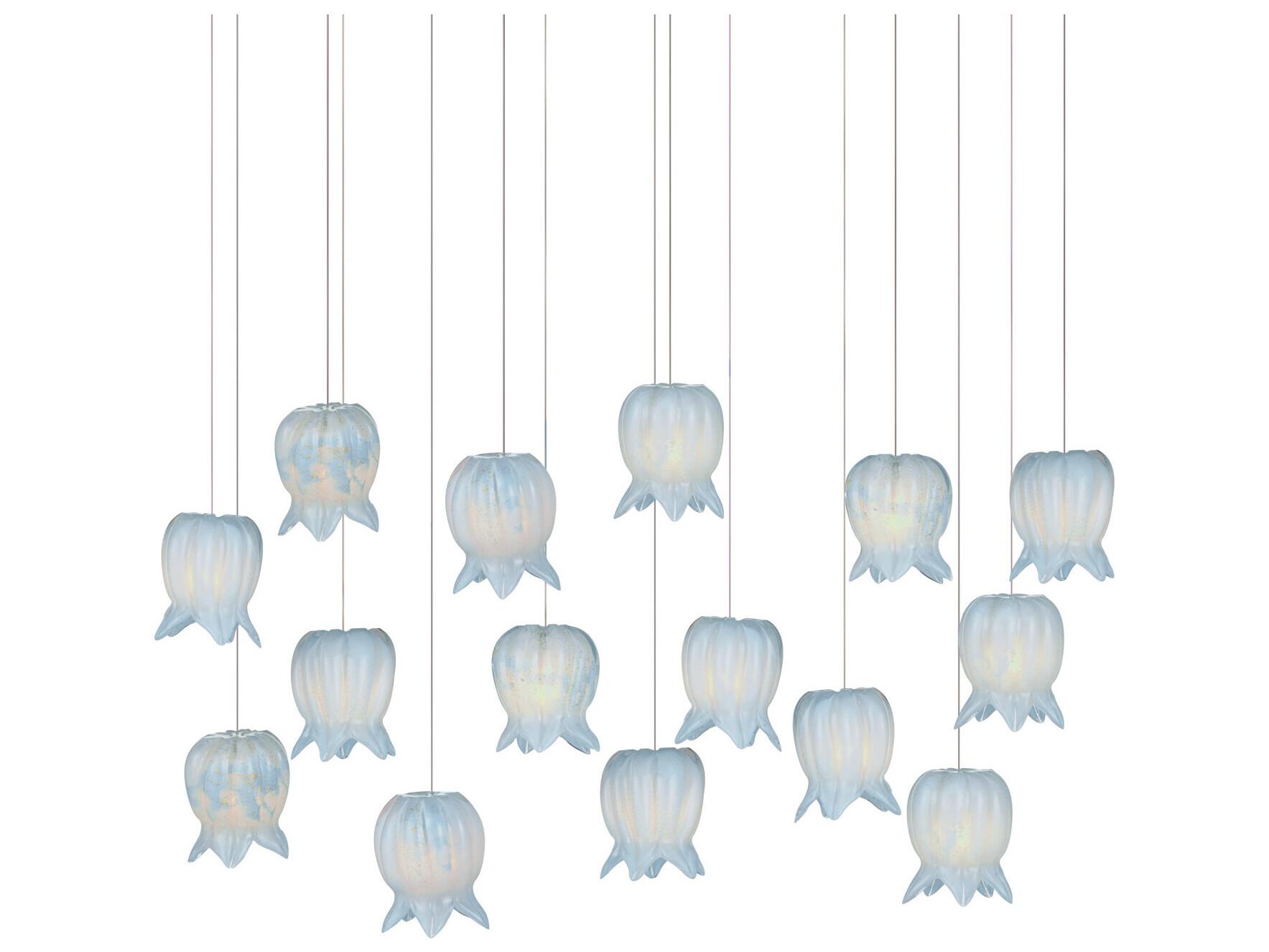 Currey & Company Polpo 15-Light Blue Silver Island Pendant