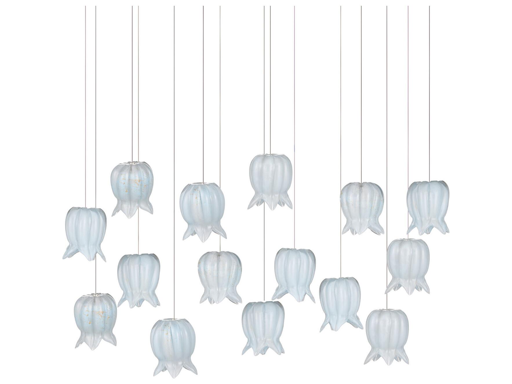 Currey & Company Polpo 15-Light Blue Silver Island Pendant