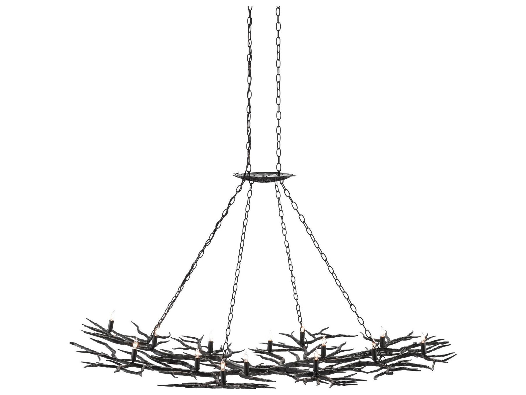 Currey & Company Rainforest 14-Light Rustic Bronze Island Pendant