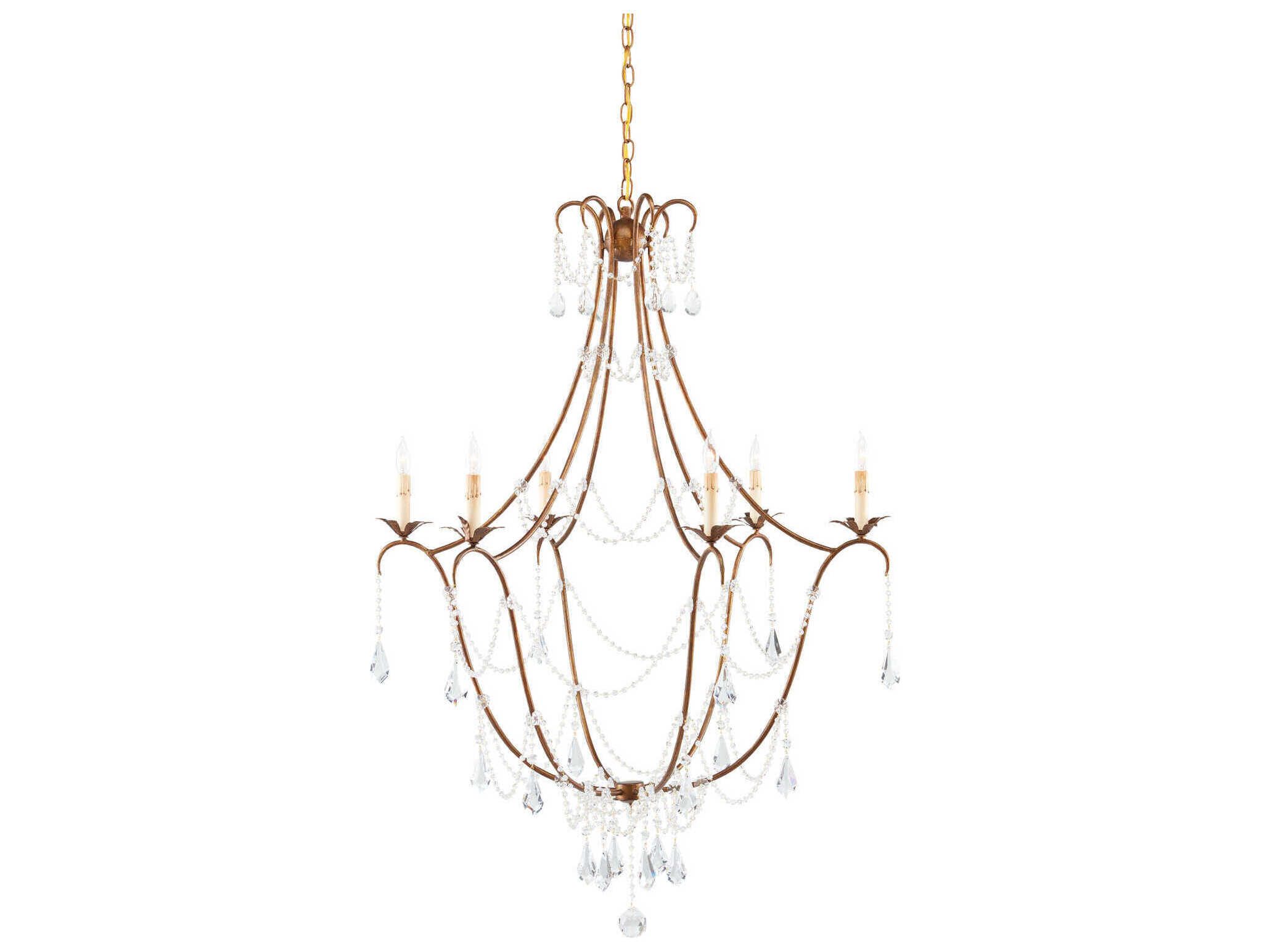 Currey & Company Lillian August 6-Light Rhine Gold Crystal Candelabra Chandelier
