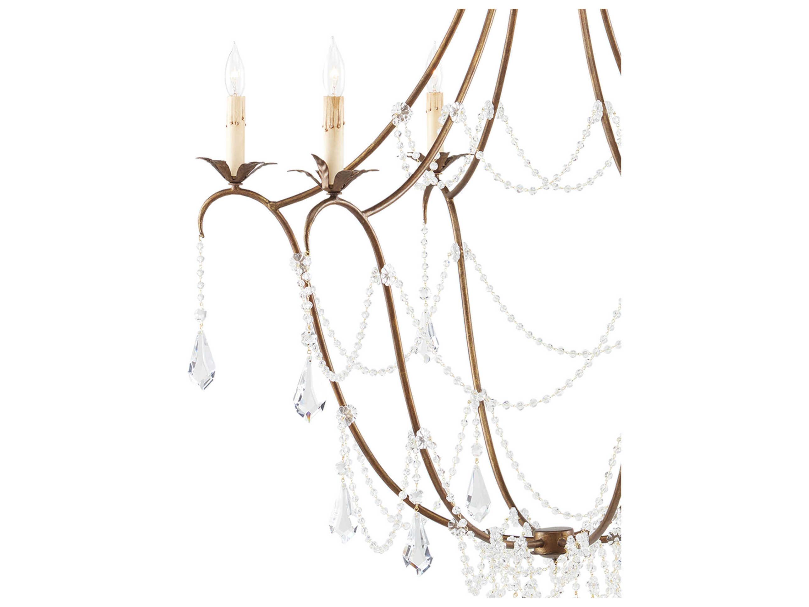 Currey & Company Lillian August 6-Light Rhine Gold Crystal Candelabra Chandelier