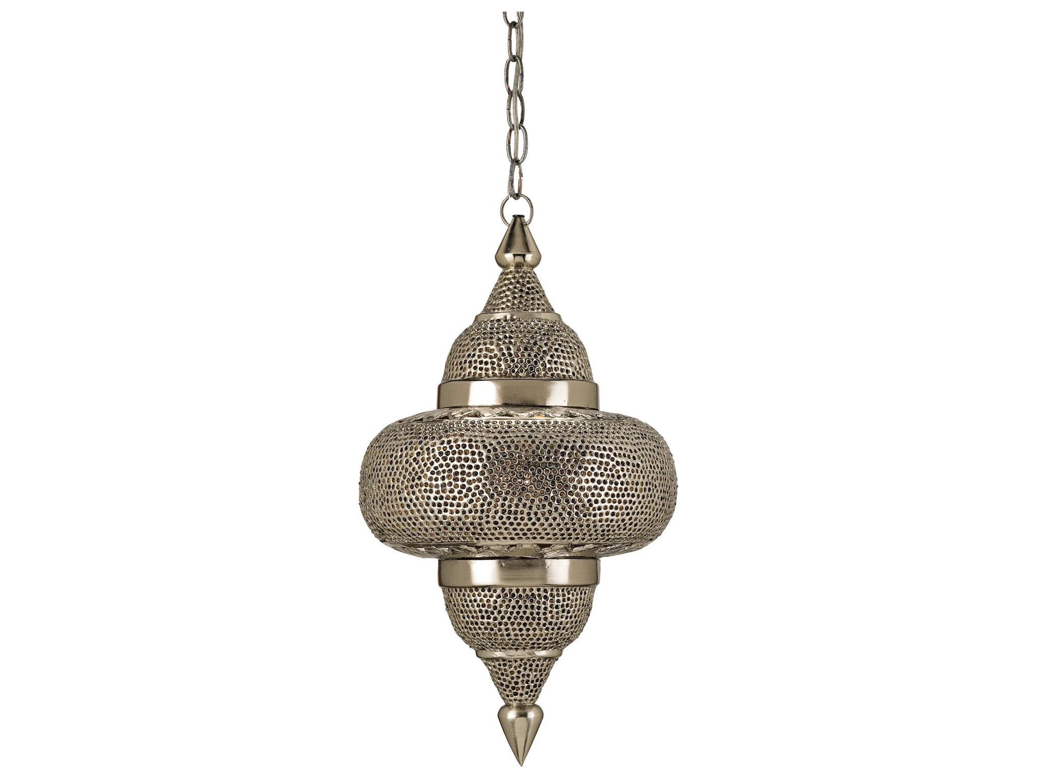 Currey & Company Tangiers 1-Light Nickel Copper lacquer amber Glass Globe Mini Pendant