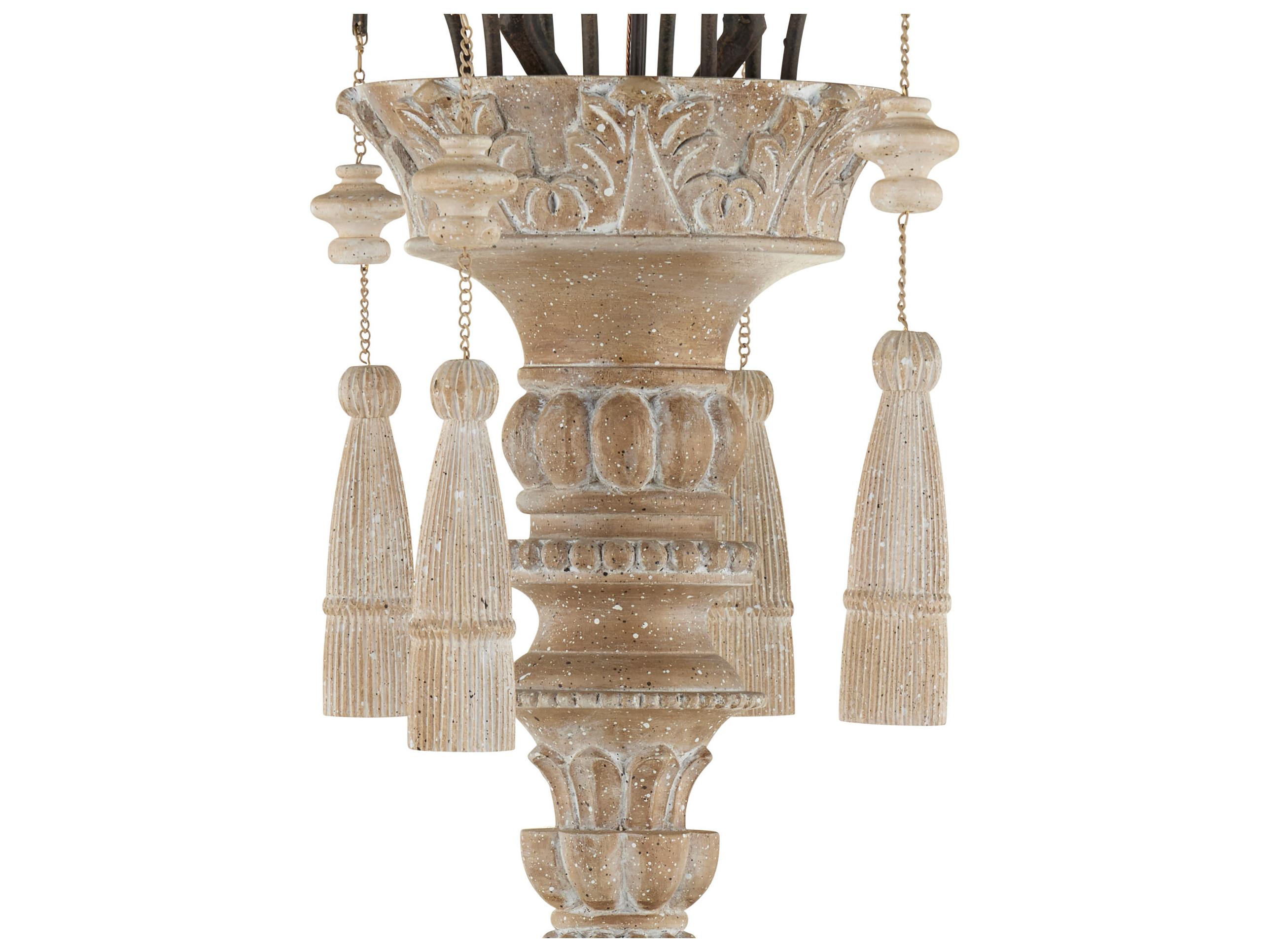 Currey & Company Hannah 12-Light Stockholm White Rust Candelabra Tiered Chandelier
