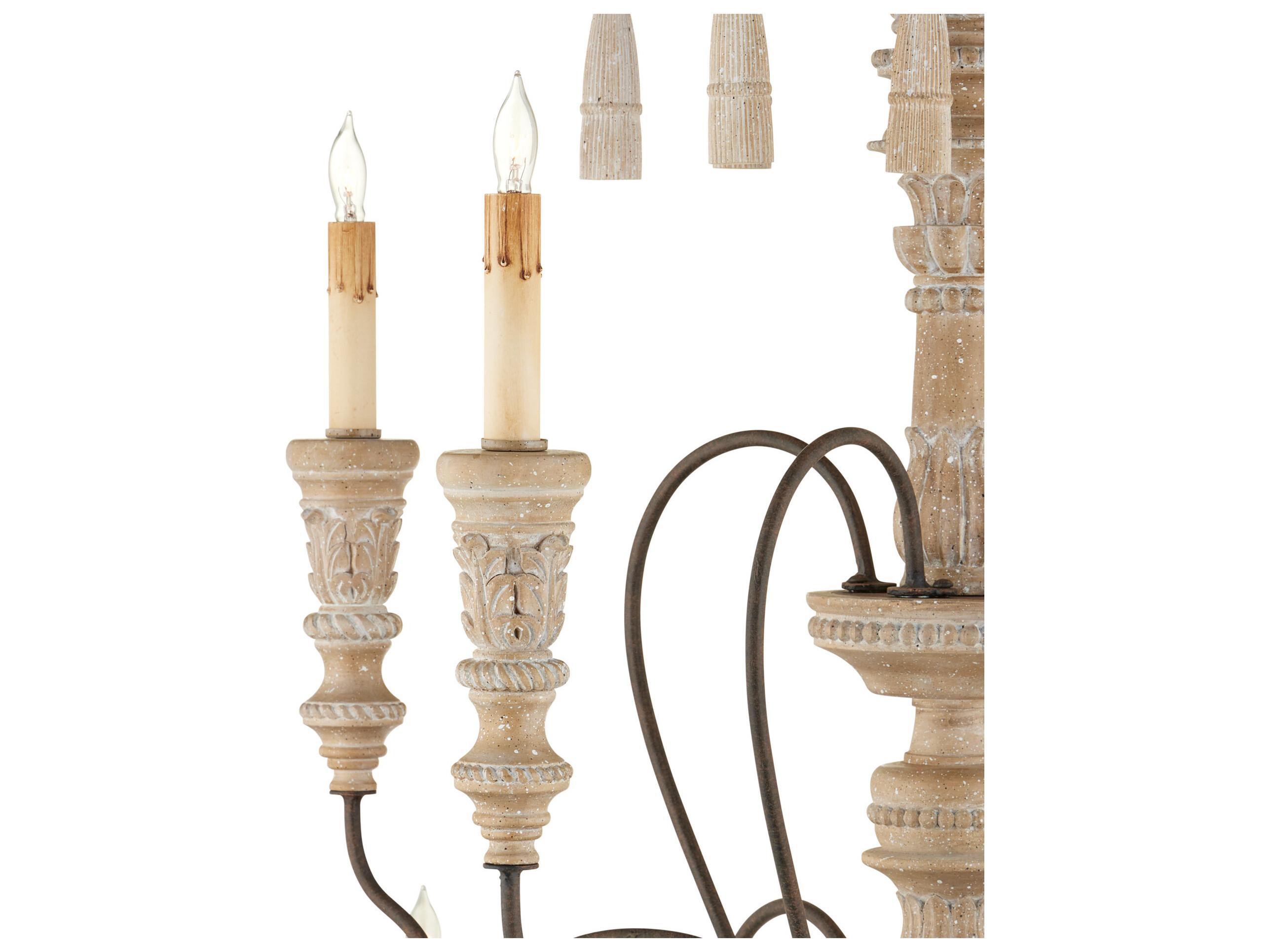 Currey & Company Hannah 12-Light Stockholm White Rust Candelabra Tiered Chandelier