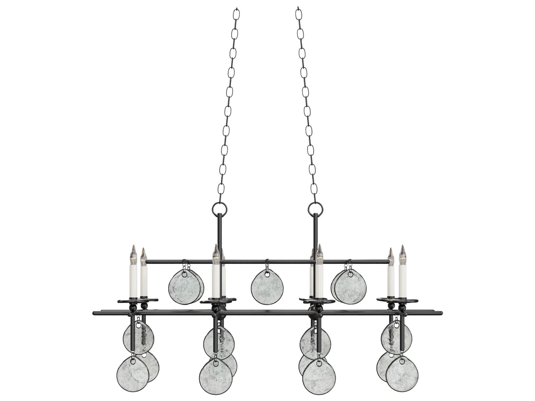 Currey & Company Sethos 8-Light Old Iron recycled Glass Black Island Pendant