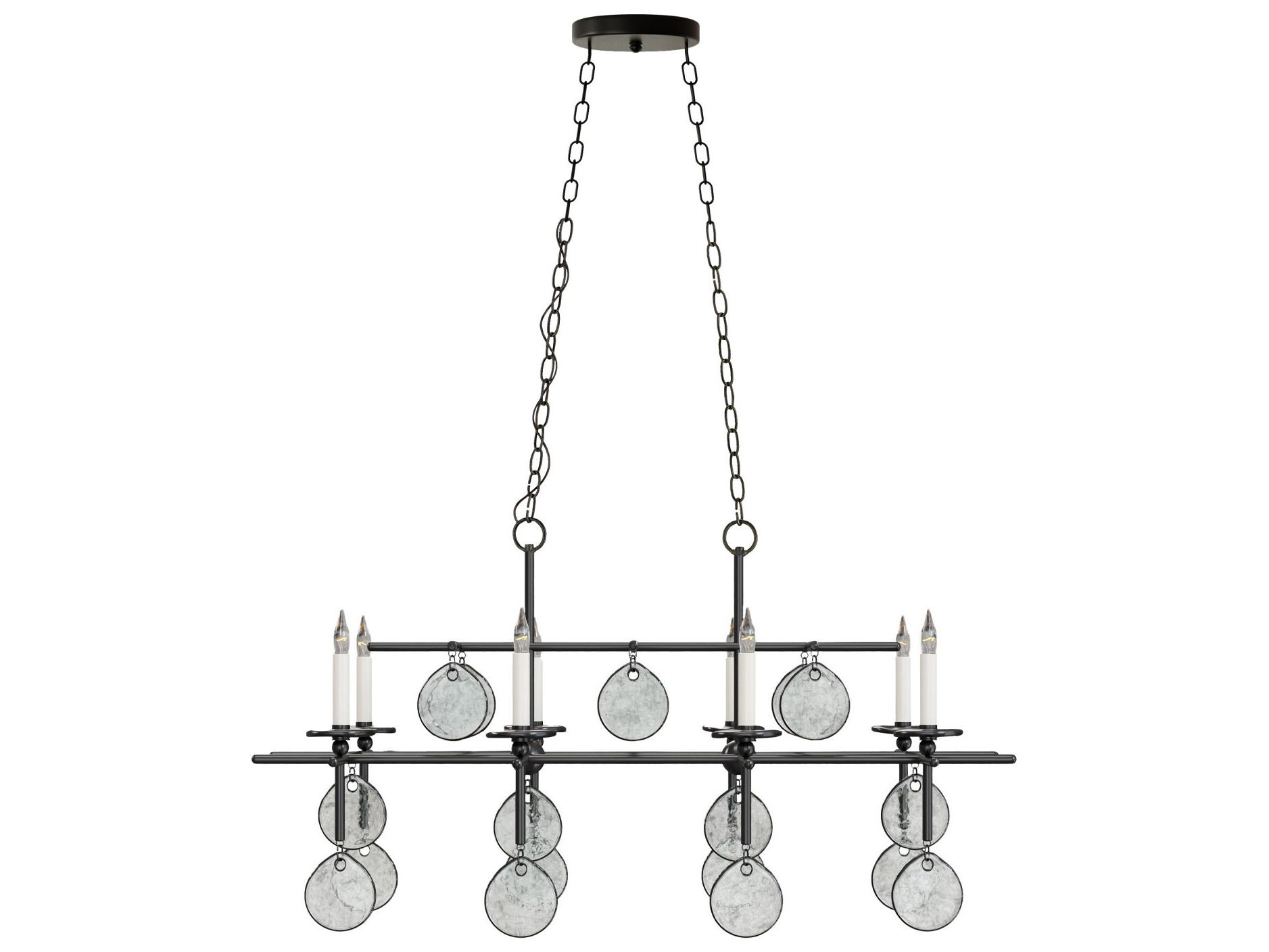 Currey & Company Sethos 8-Light Old Iron recycled Glass Black Island Pendant