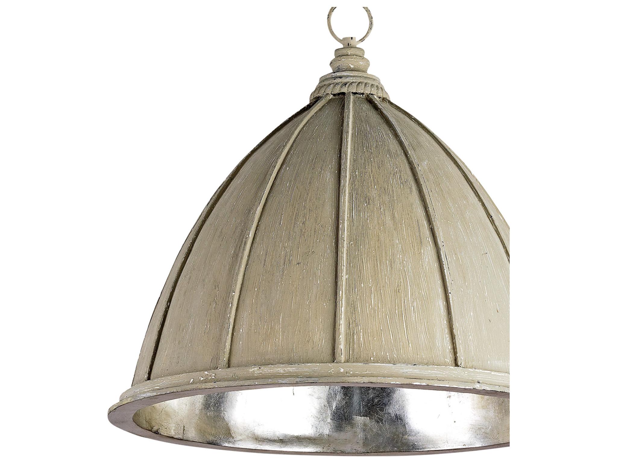 Currey & Company Fenchurch 1-Light Oyster Cream silver Leaf Off White Bell Pendant