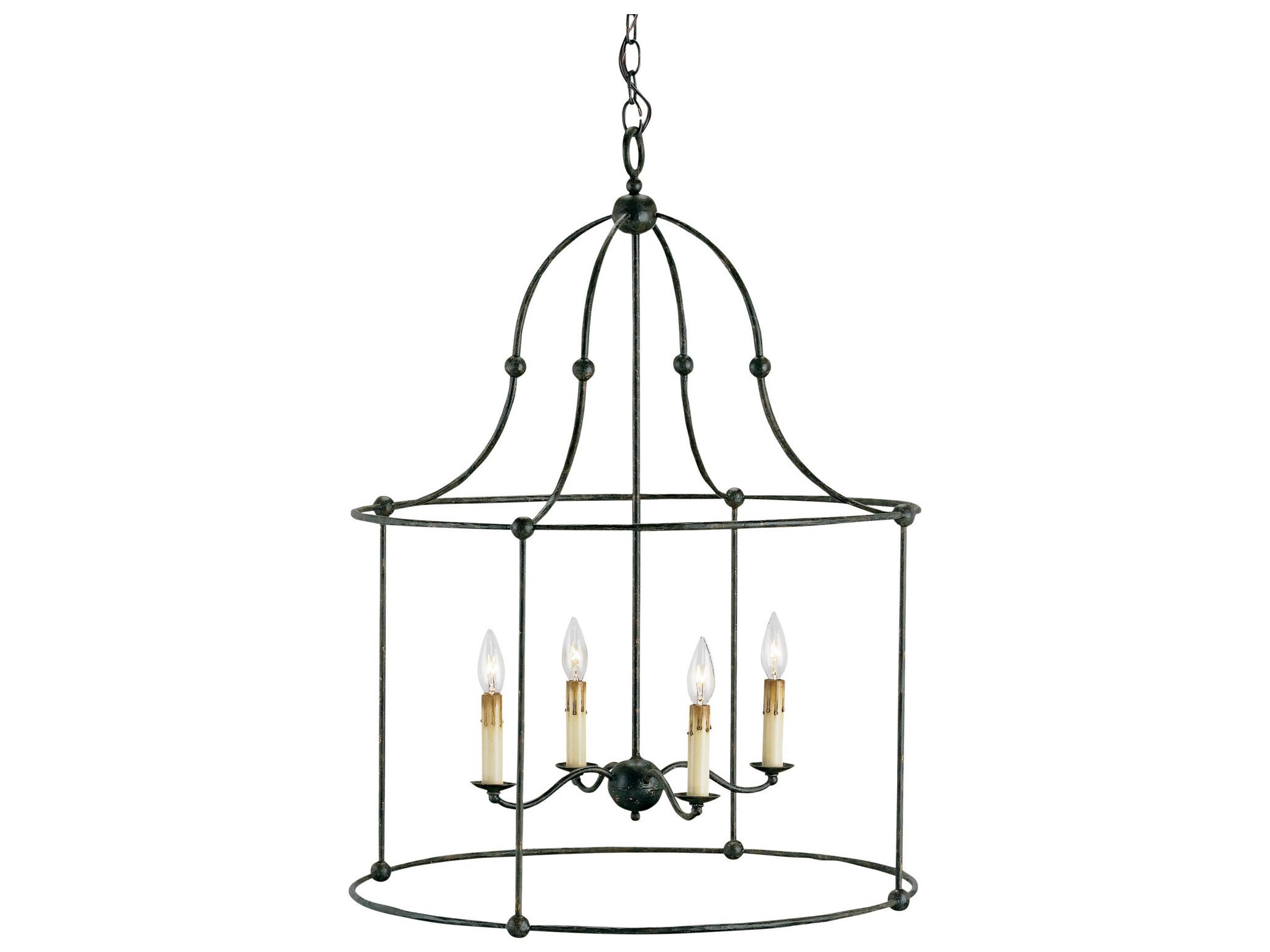 Currey & Company Fitzjames 4-Light Mayfair Black Candelabra Chandelier