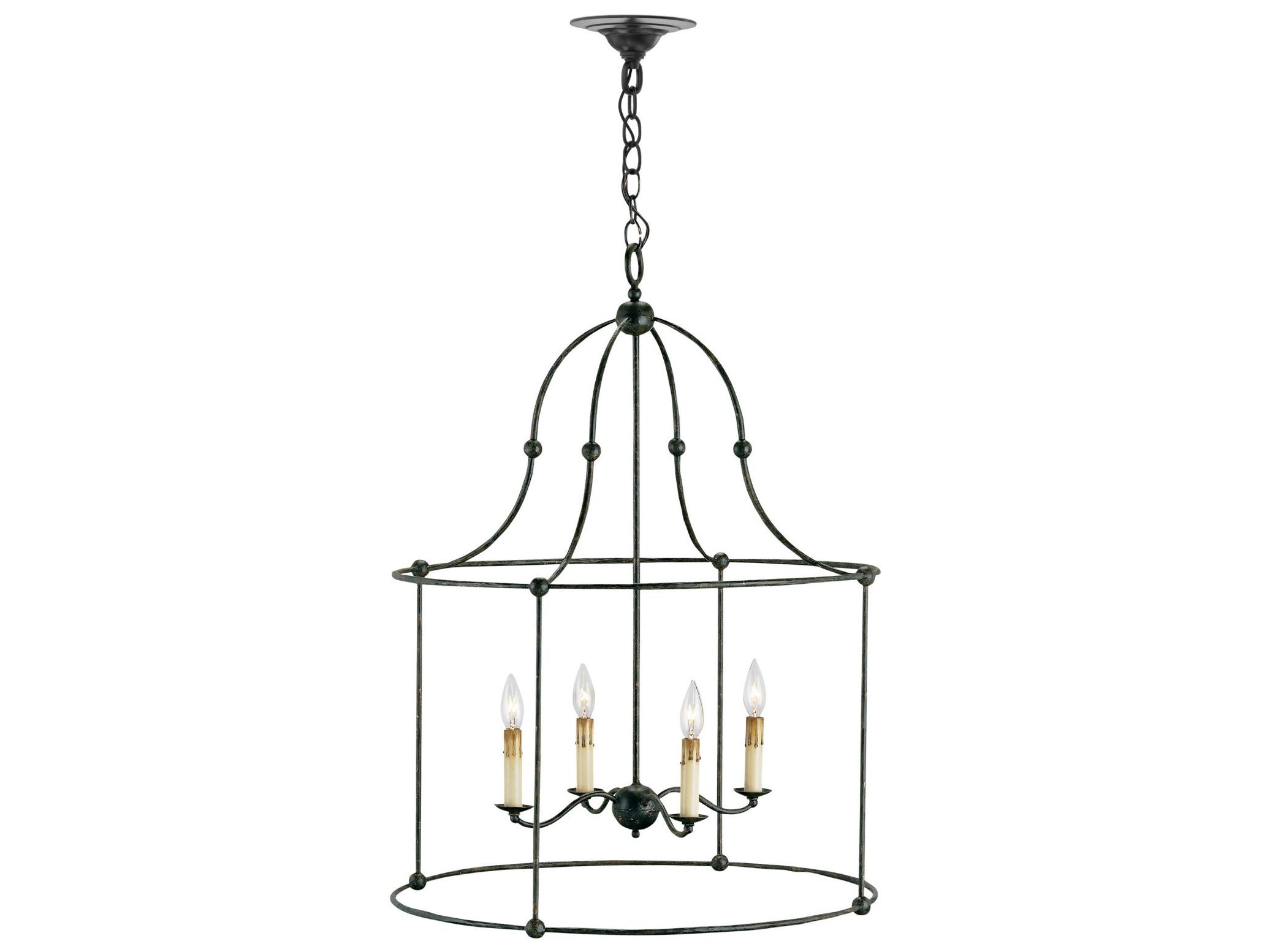 Currey & Company Fitzjames 4-Light Mayfair Black Candelabra Chandelier