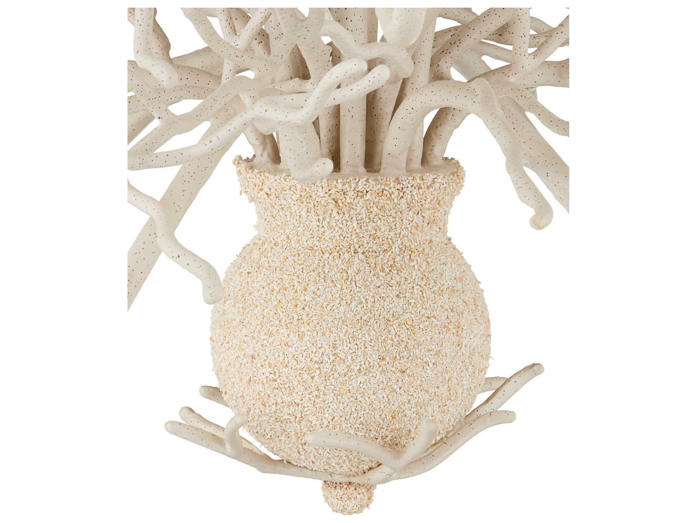 Currey & Company Seaward 12-Light White Coral natural Sand Candelabra Chandelier