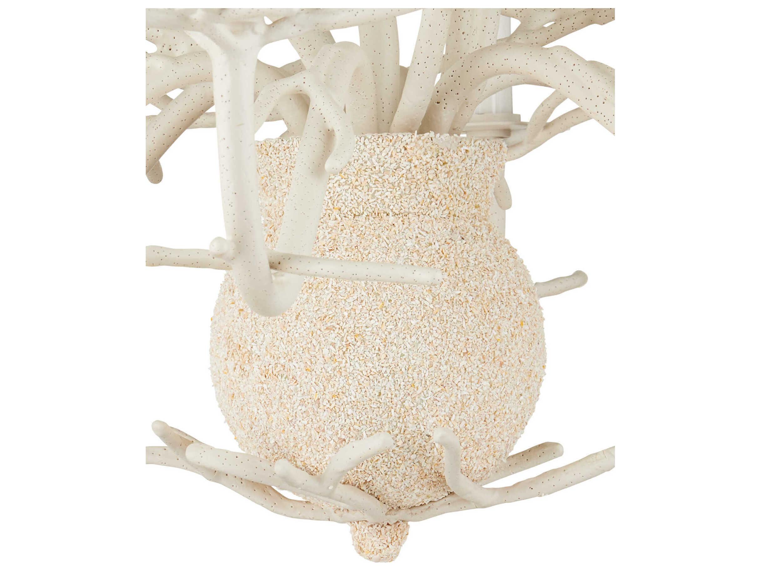 Currey & Company Seaward 6-Light White Coral natural Sand Candelabra Chandelier