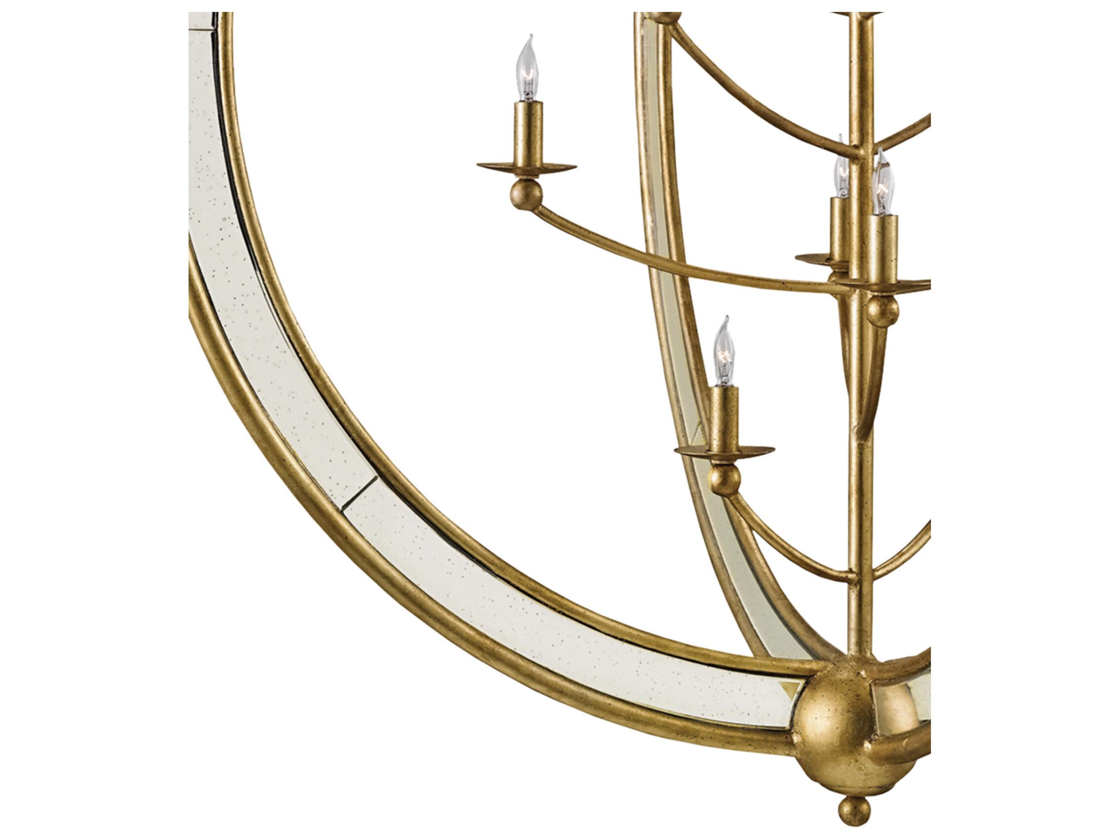 Currey & Company Aphrodite 14-Light Gold Granello Antique Mirror Candelabra Globe Tiered Chandelier