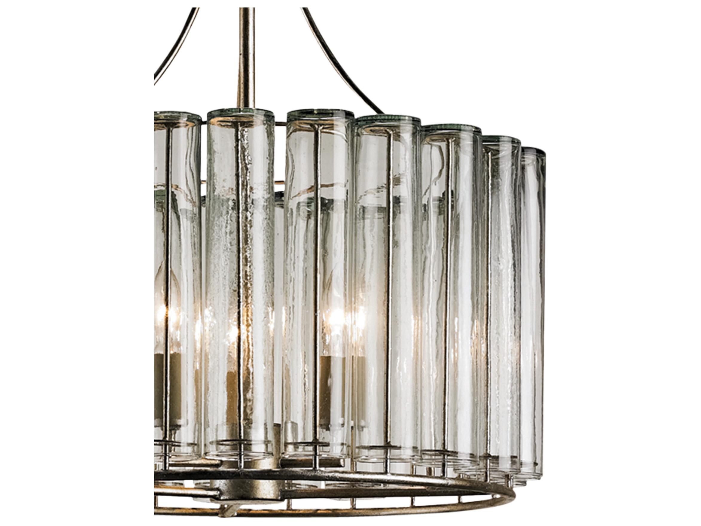 Currey & Company Bevilacqua 3-Light Silver Leaf Glass Candelabra Drum Chandelier