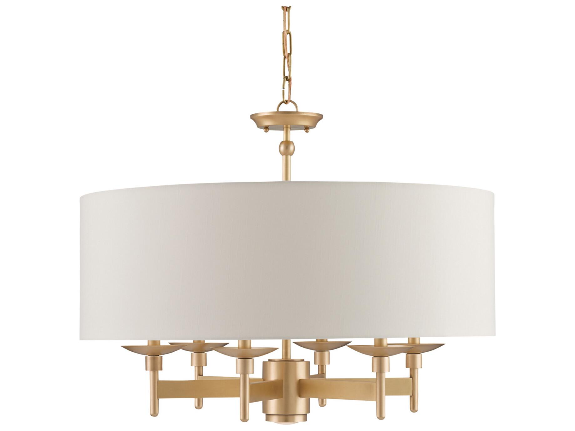 Currey & Company Bering 7-Light Antique Brass Candelabra Drum Chandelier