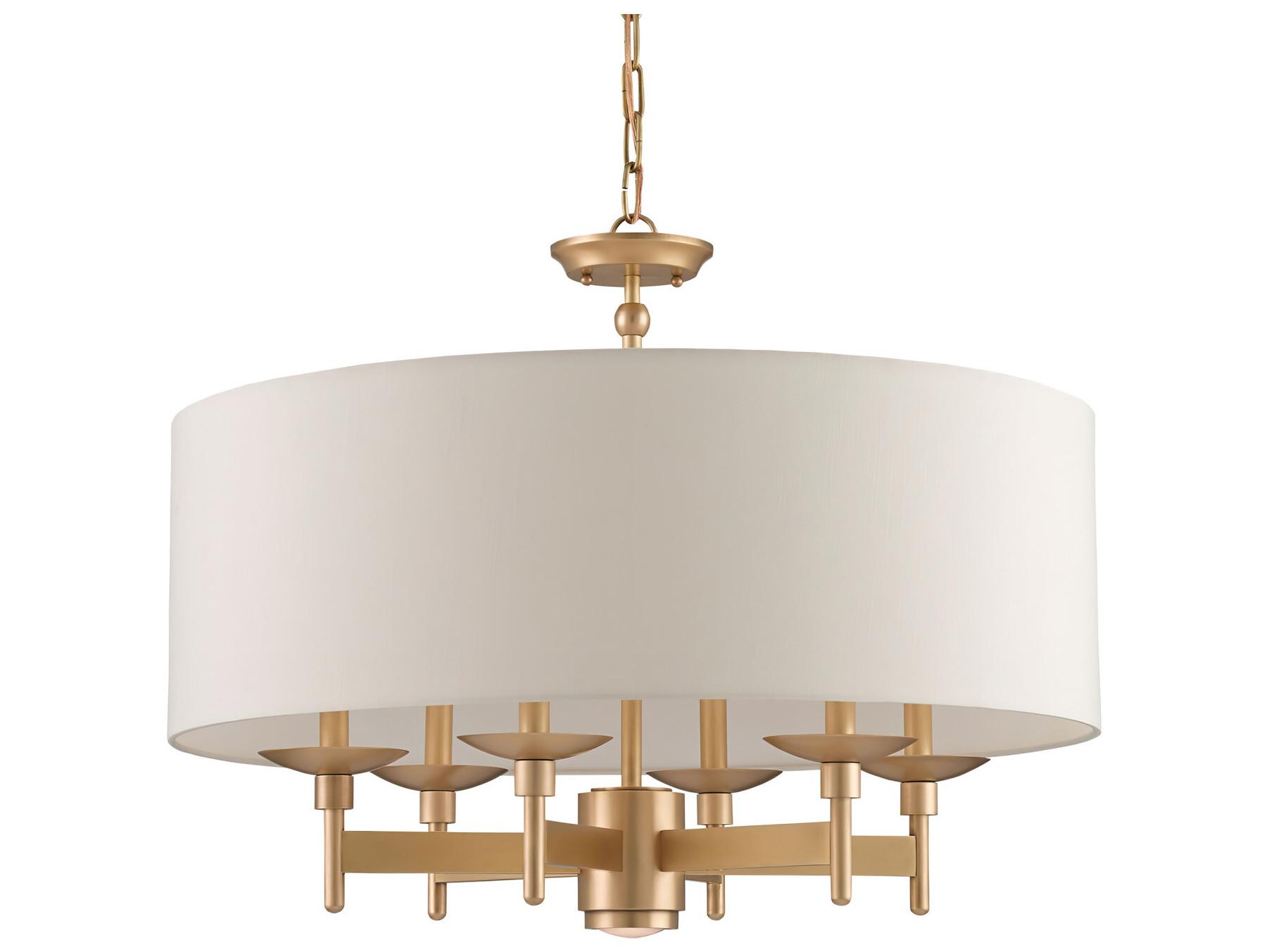 Currey & Company Bering 7-Light Antique Brass Candelabra Drum Chandelier