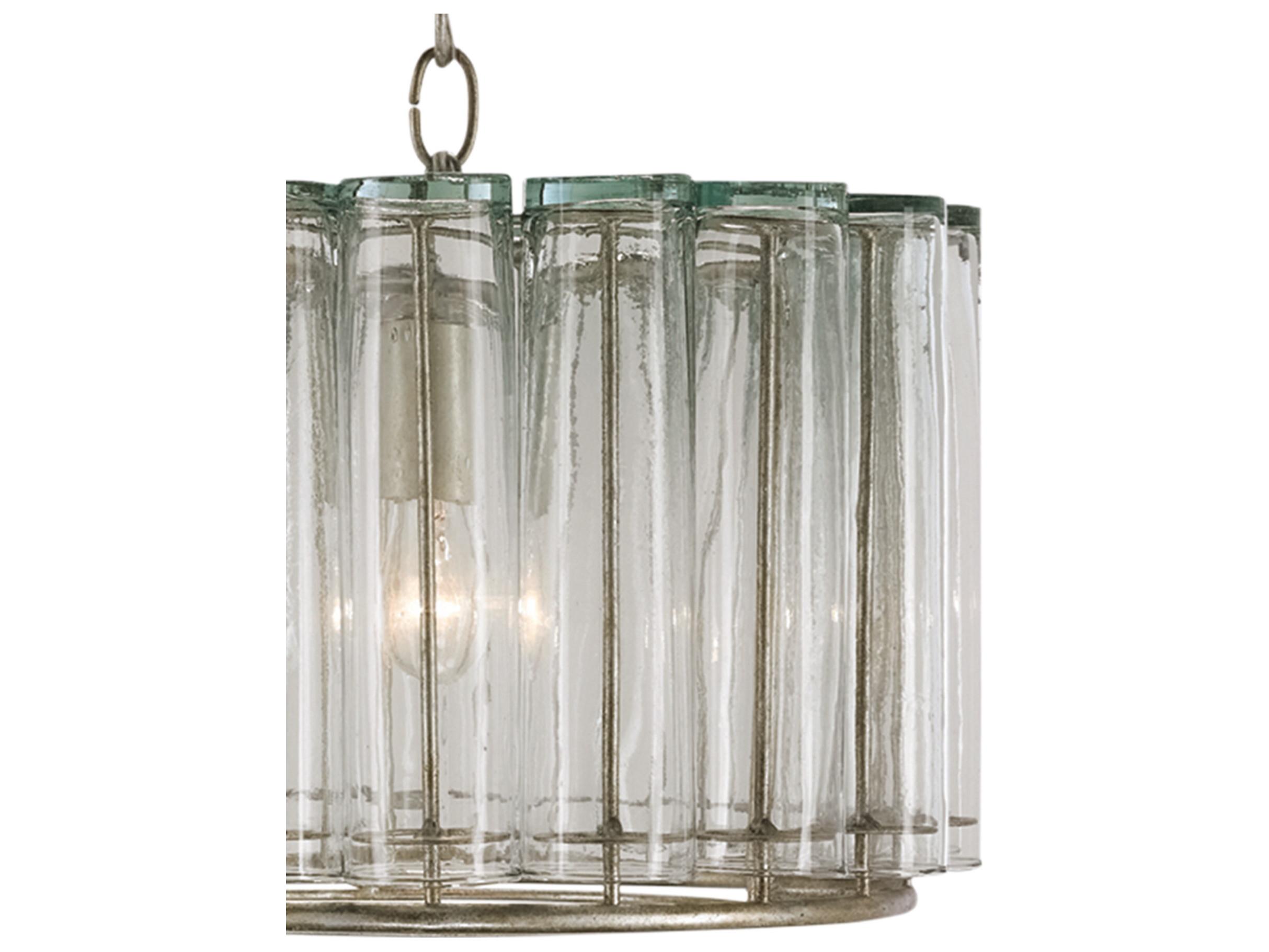 Currey & Company Bevilacqua Silver Leaf Glass Drum Pendant