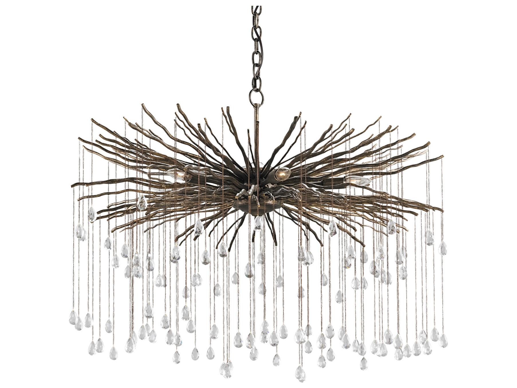 Currey & Company Fen 6-Light Cupertino Bronze Crystal Chandelier