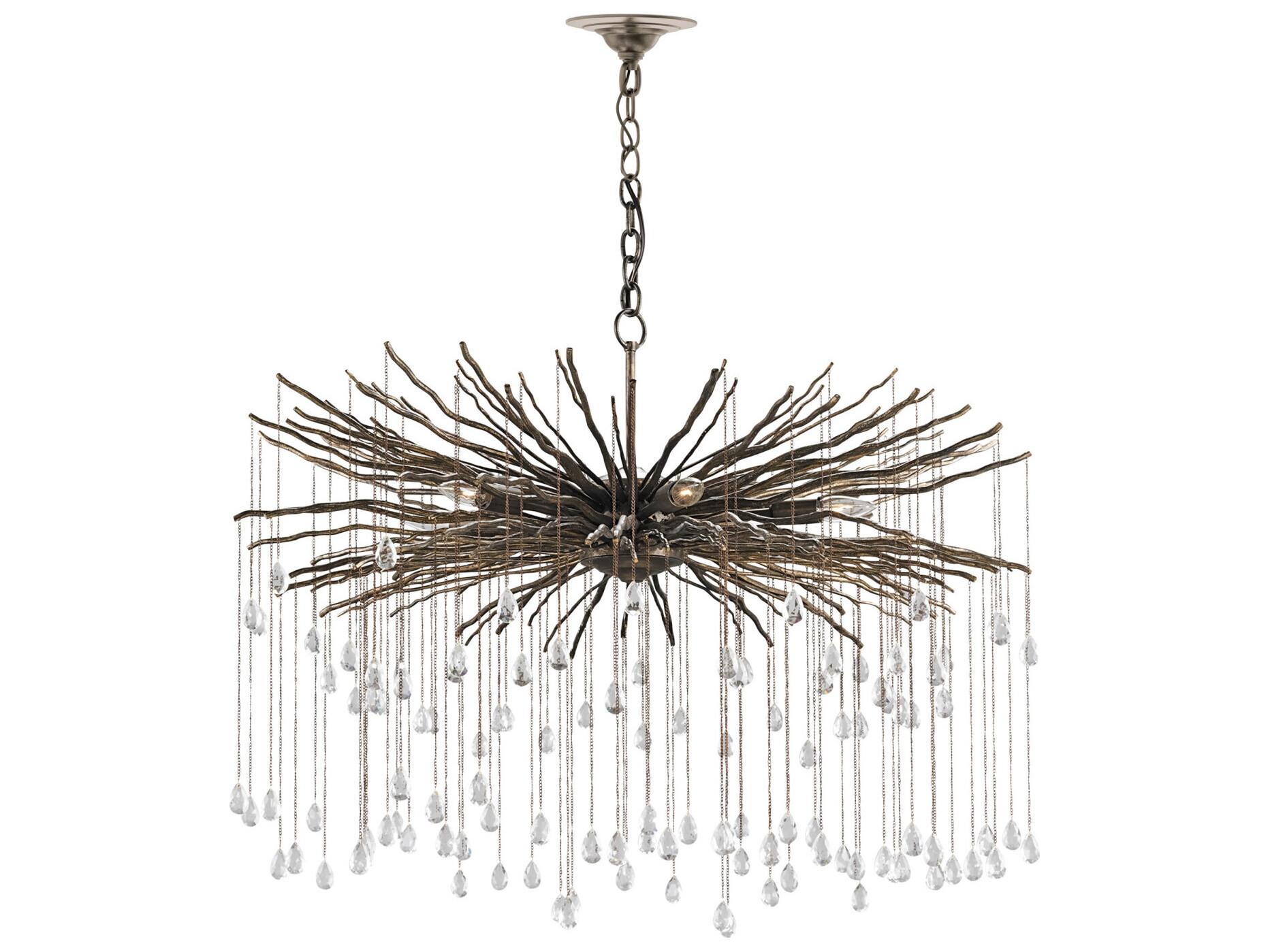 Currey & Company Fen 6-Light Cupertino Bronze Crystal Chandelier