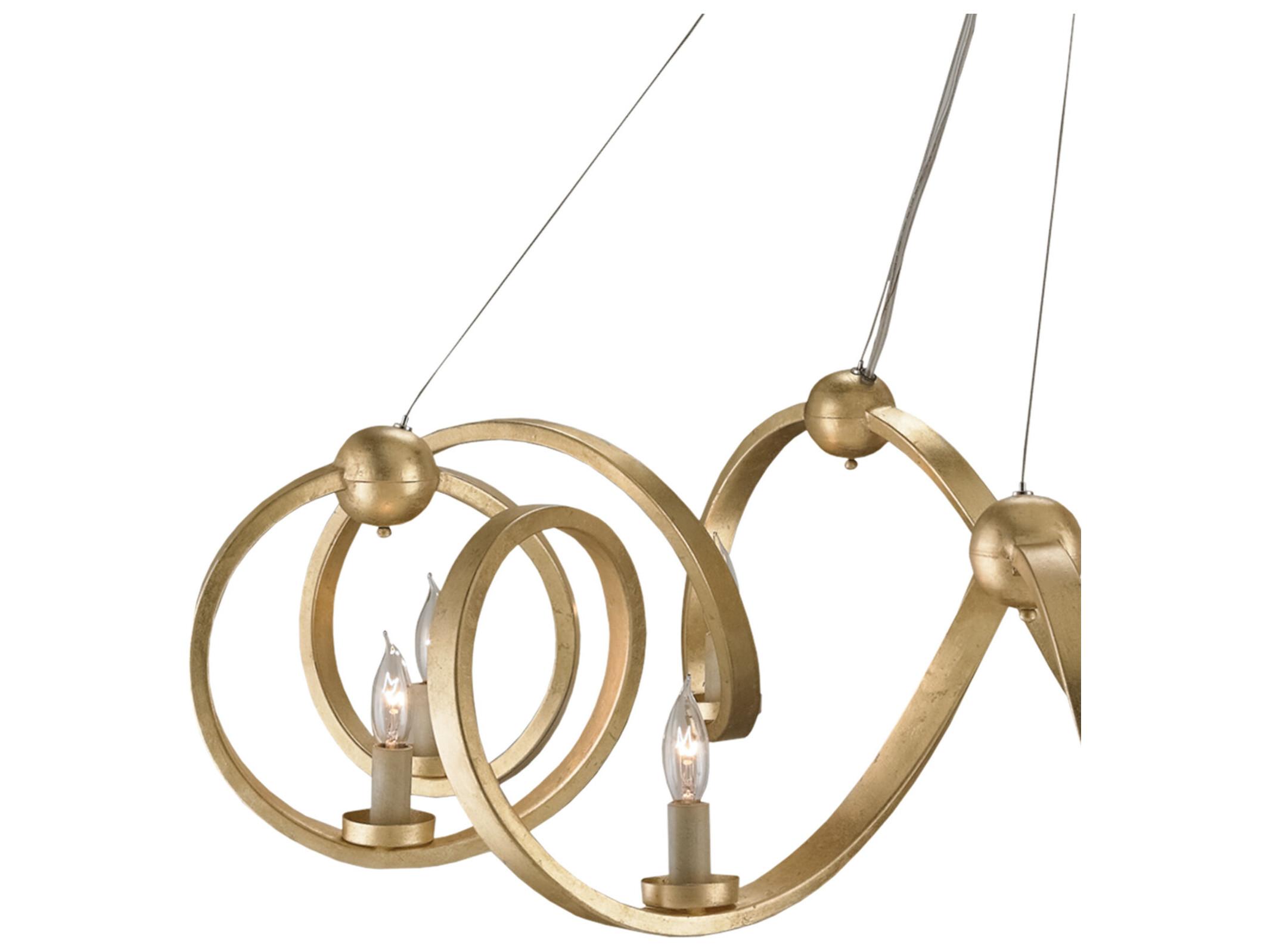 Currey & Company Ringmaster 10-Light Contemporary Gold Leaf Candelabra Chandelier