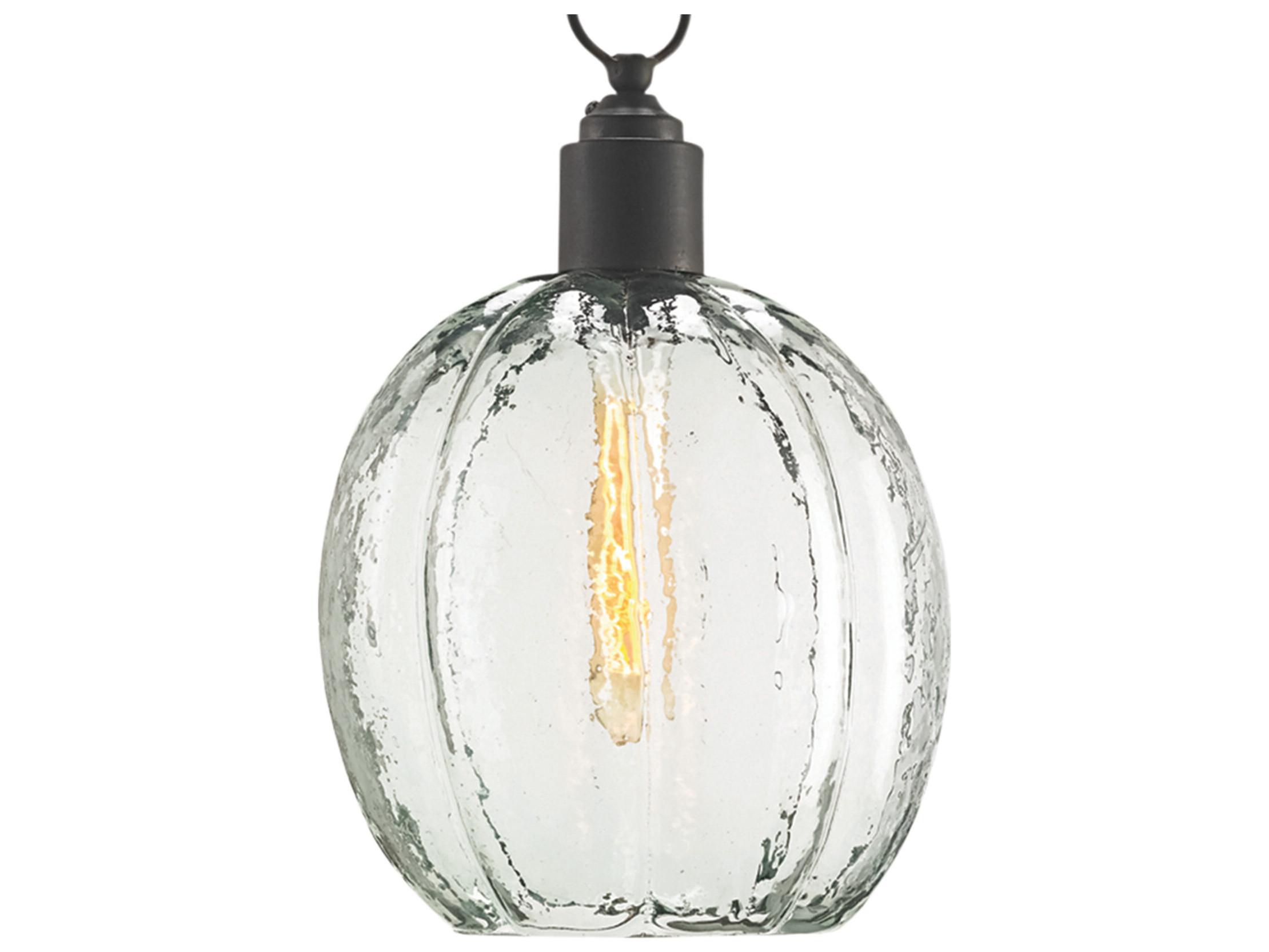 Currey & Company Aquaterra Old Iron Clear Bell Mini Pendant