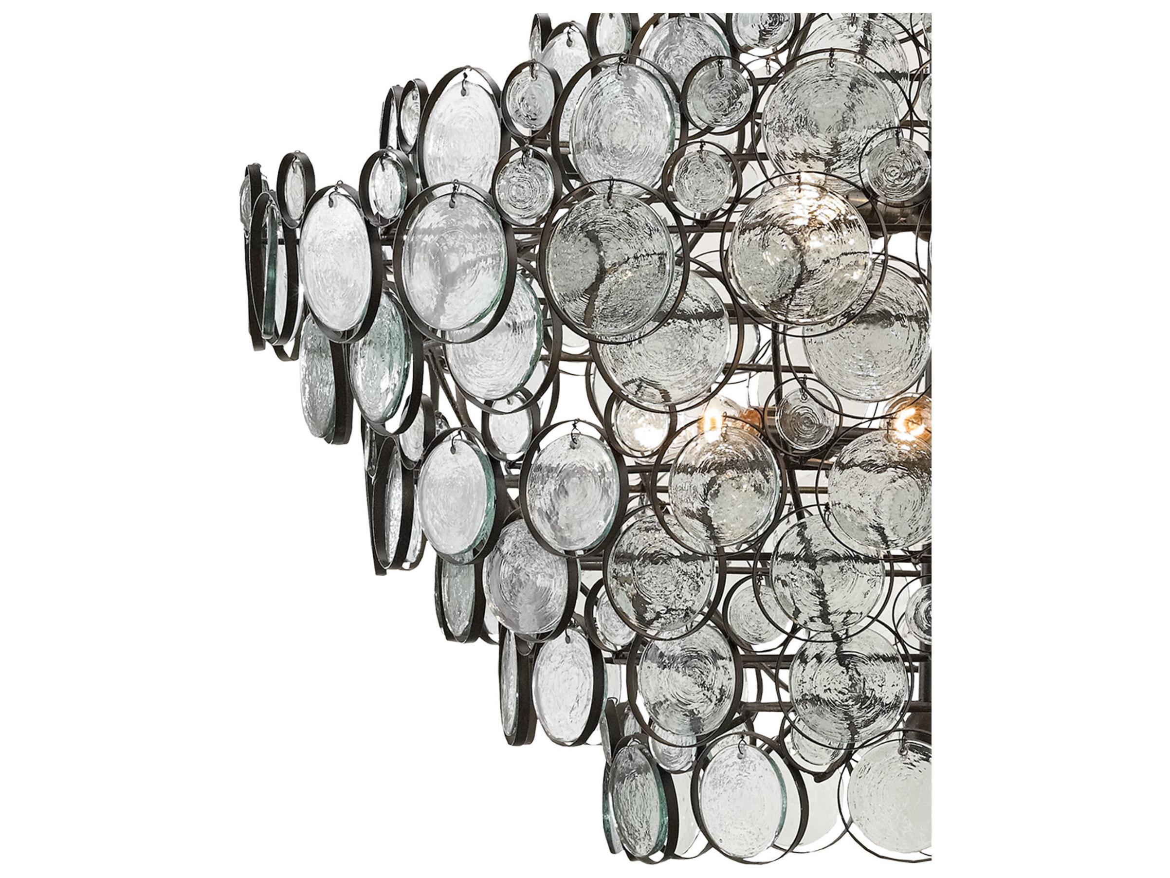 Currey & Company Galahad 12-Light Bronze Glass Tiered Pendant