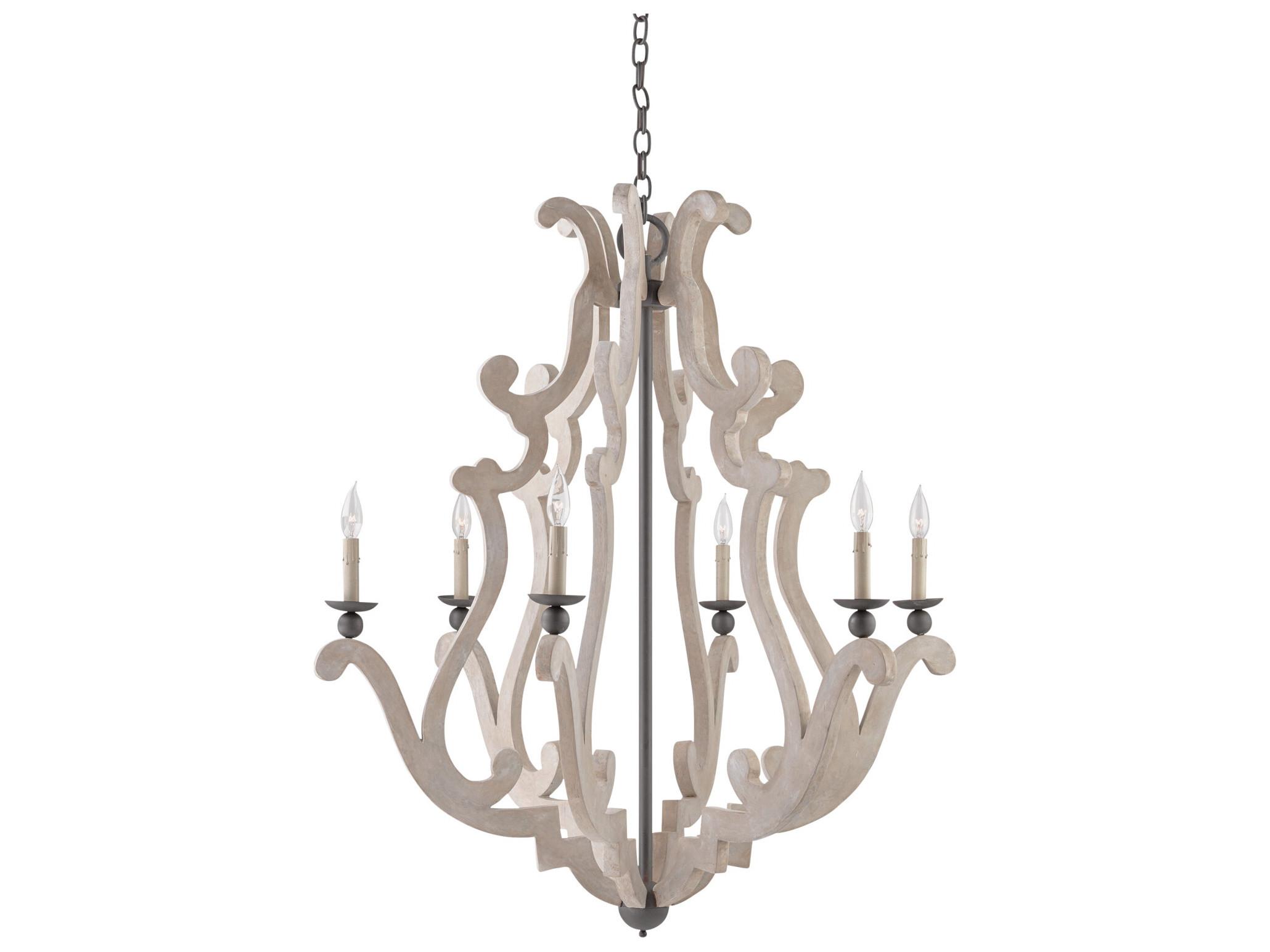Currey & Company Durand 6-Light Old Iron Gray Candelabra Chandelier