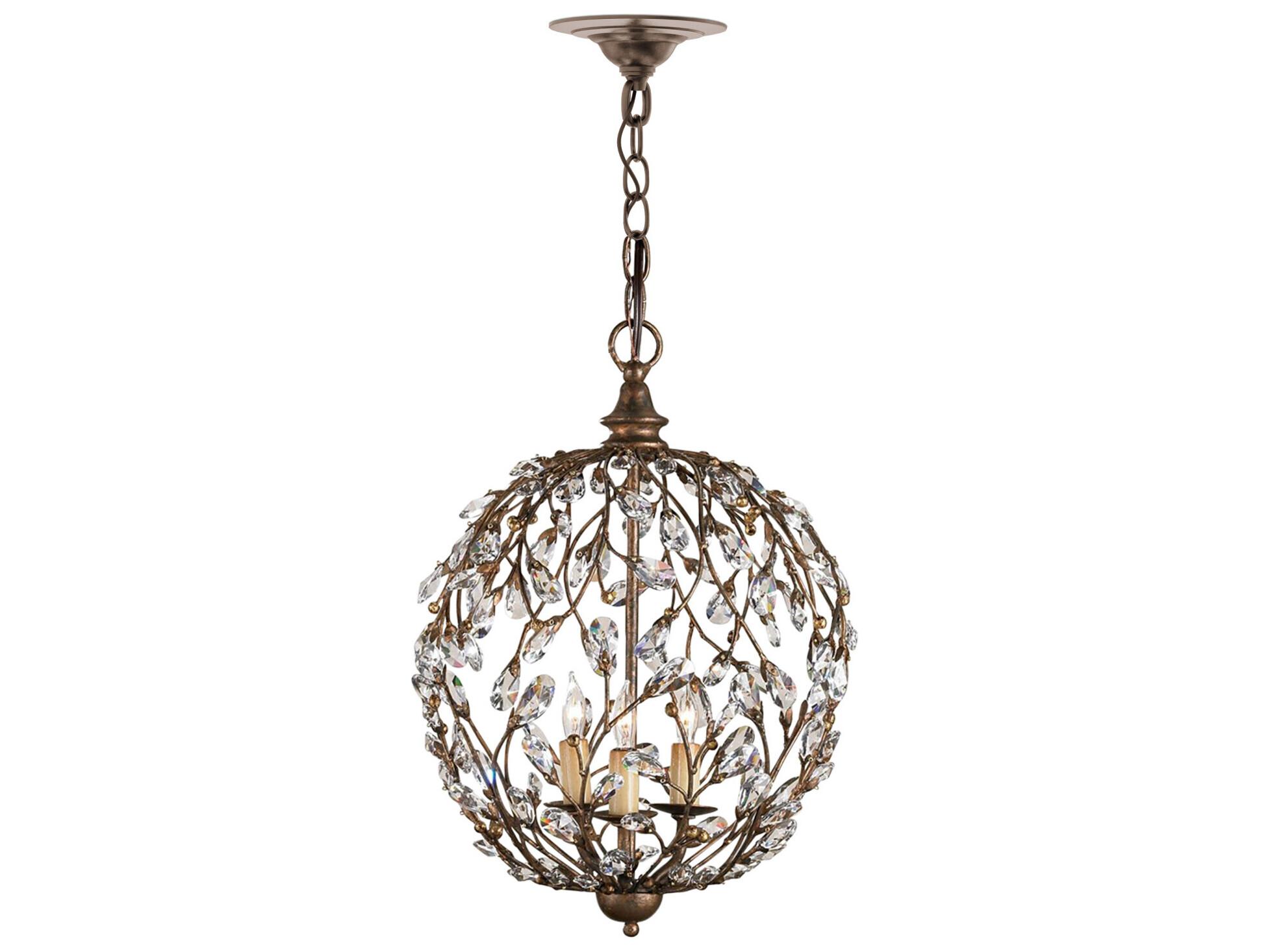 Currey & Company Crystal Bud 3-Light Cupertino Brown Candelabra Globe Chandelier