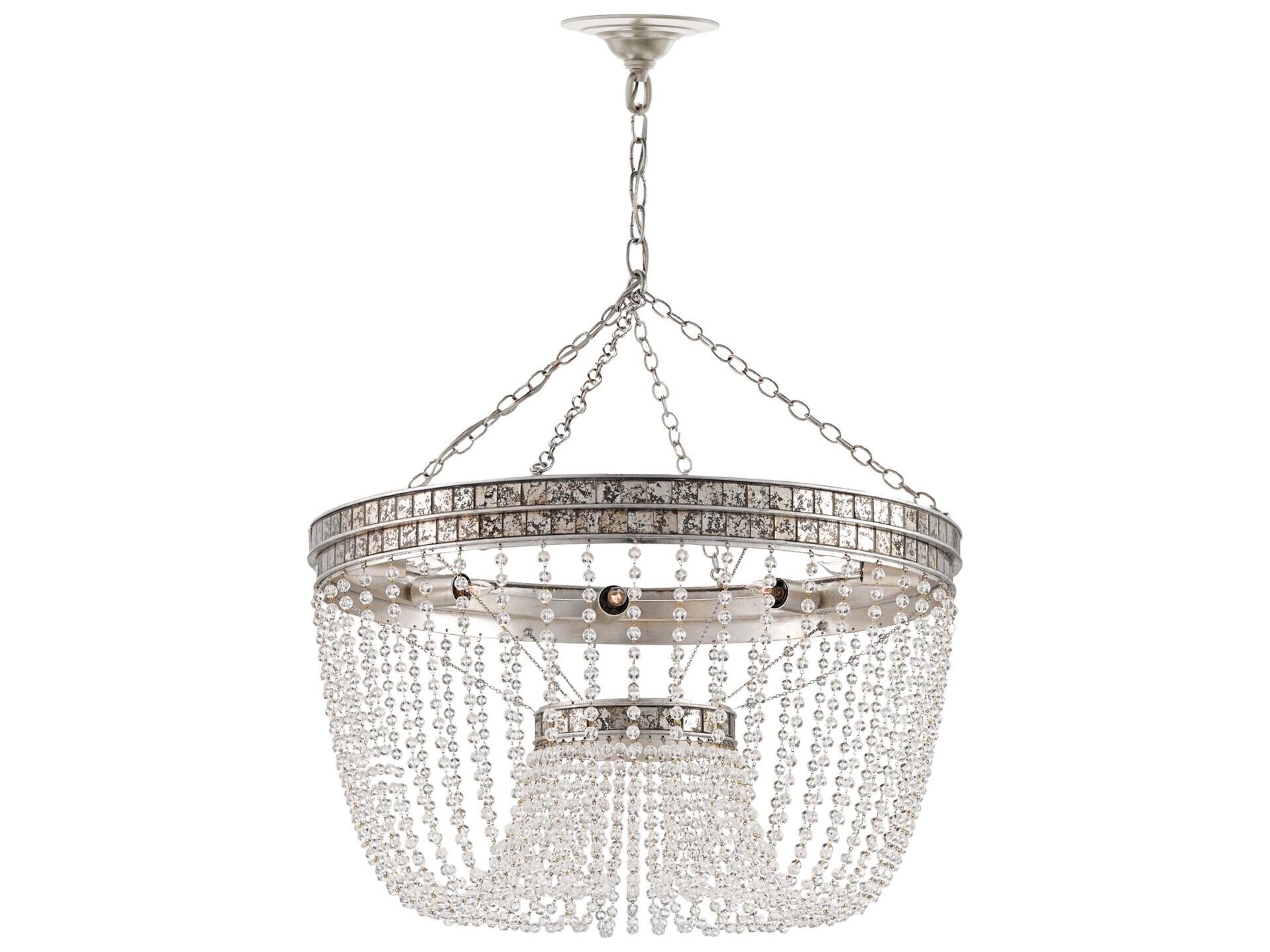 Currey & Company Highbrow 8-Light Silver Crystal Glass Candelabra Chandelier