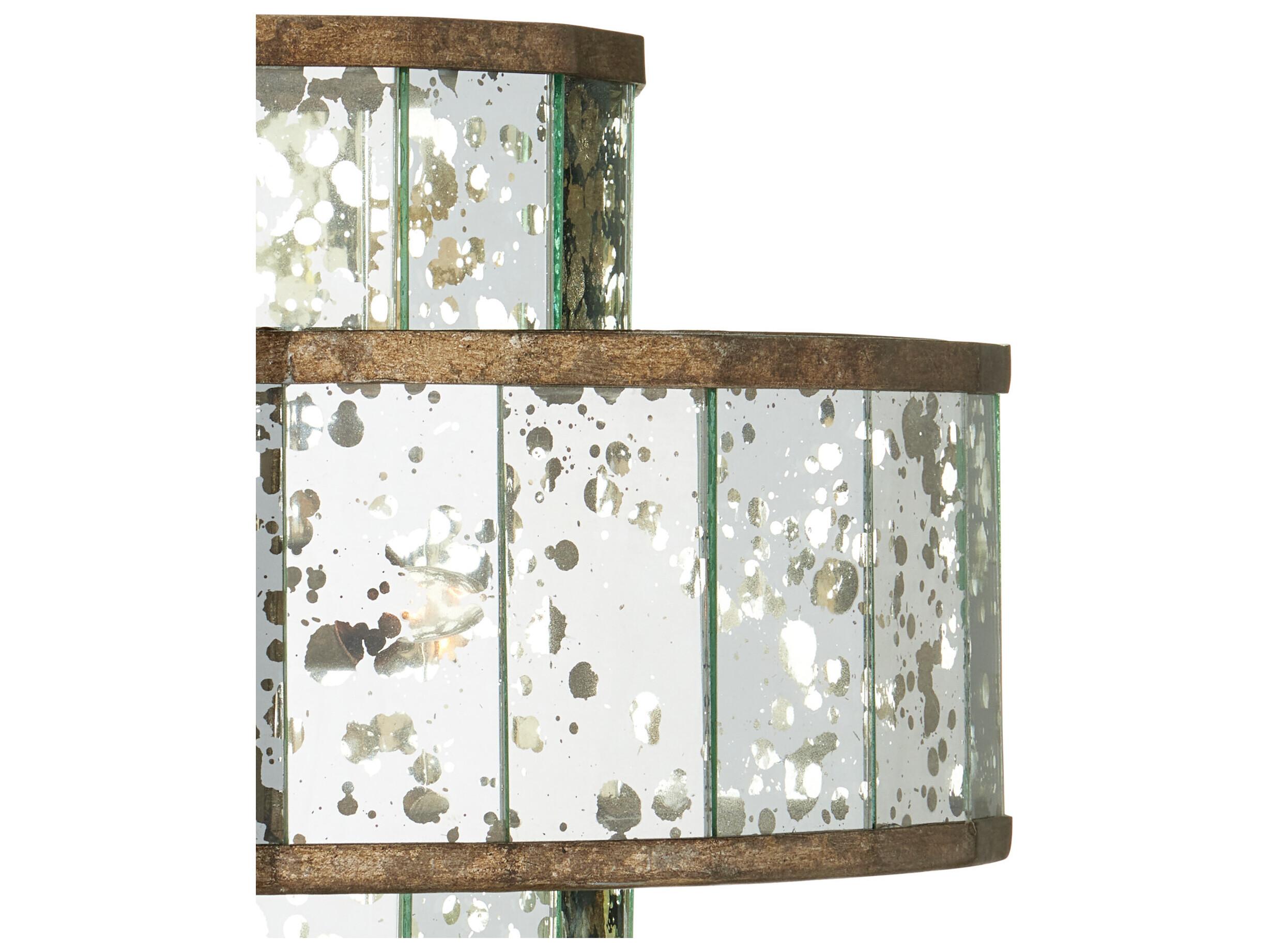 Currey & Company Fantine 4-Light Pyrite Bronze Raj Mirror Glass Candelabra Drum Chandelier