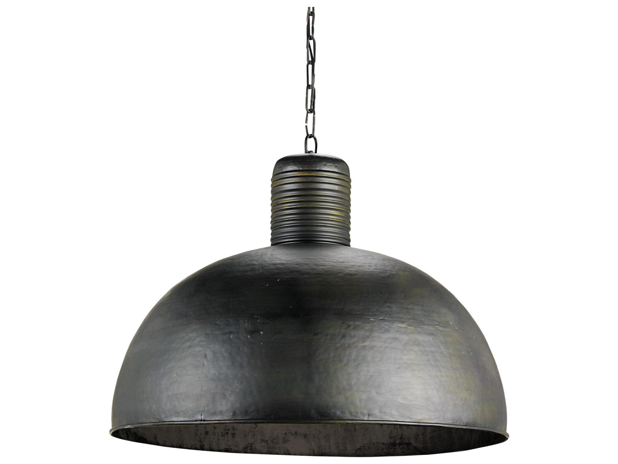 Currey & Company Saga 1-Light Dark Blackened Steel Bell Pendant