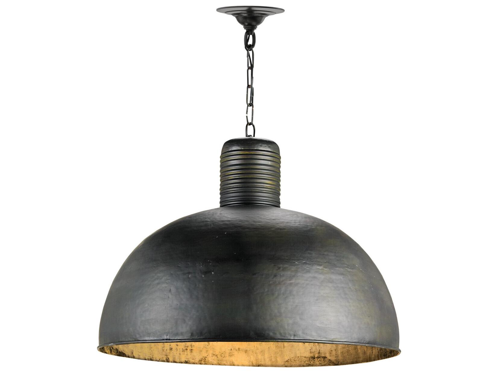 Currey & Company Saga 1-Light Dark Blackened Steel Bell Pendant