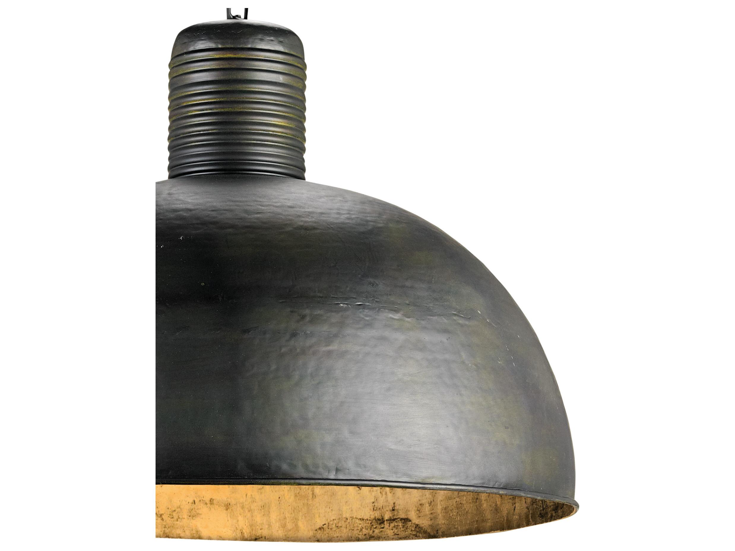 Currey & Company Saga 1-Light Dark Blackened Steel Bell Pendant