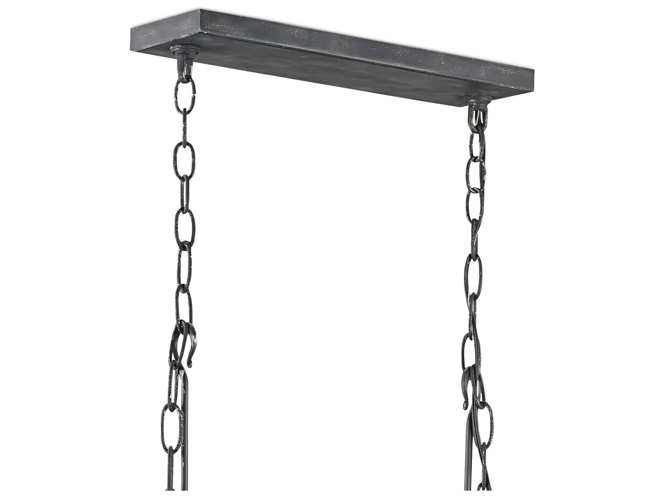 Currey & Company Culpepper 6-Light French Black contemporary Gold Leaf Island Pendant