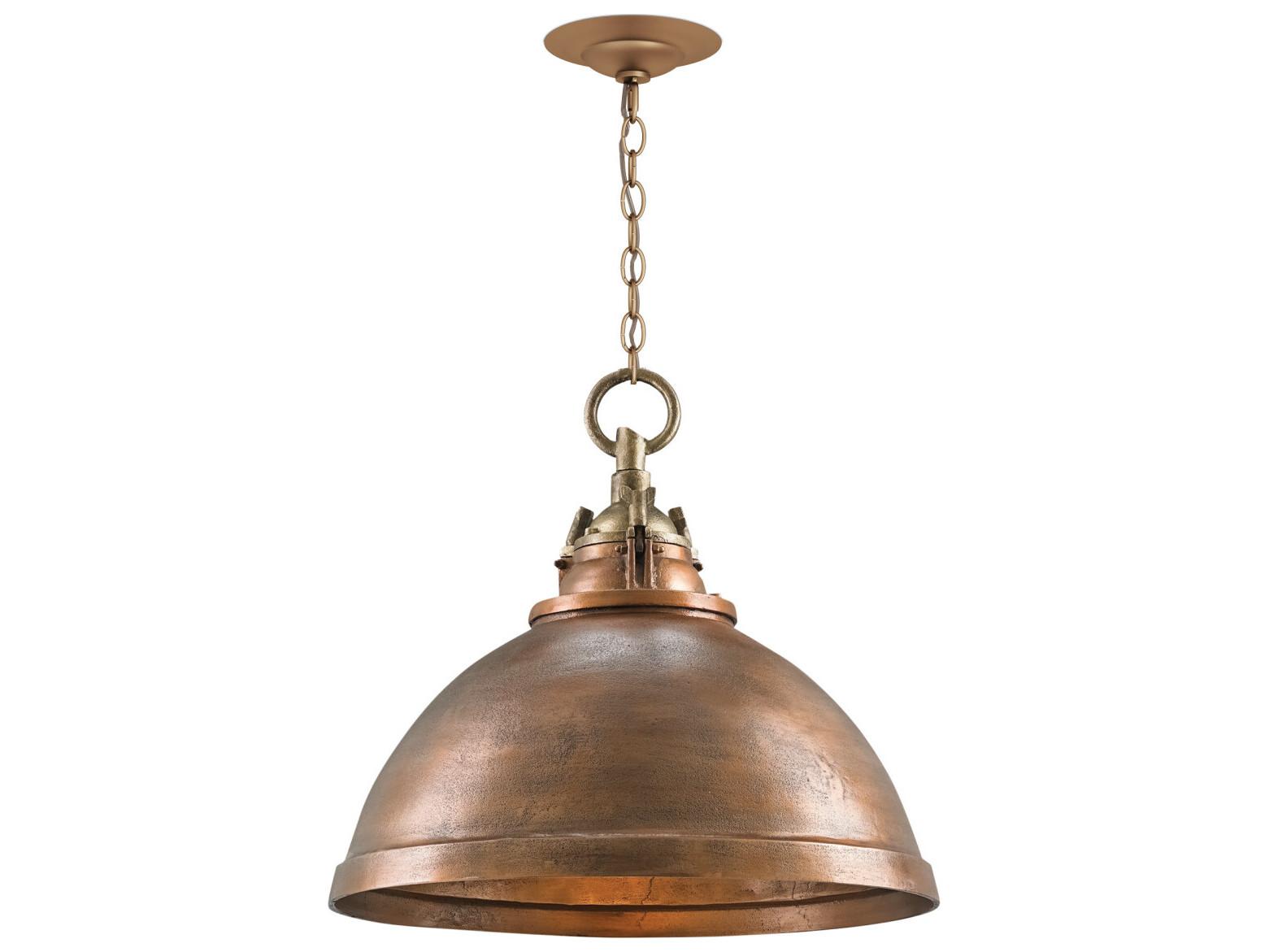 Currey & Company Admiral 1-Light Copper Antique Brass Dome Pendant