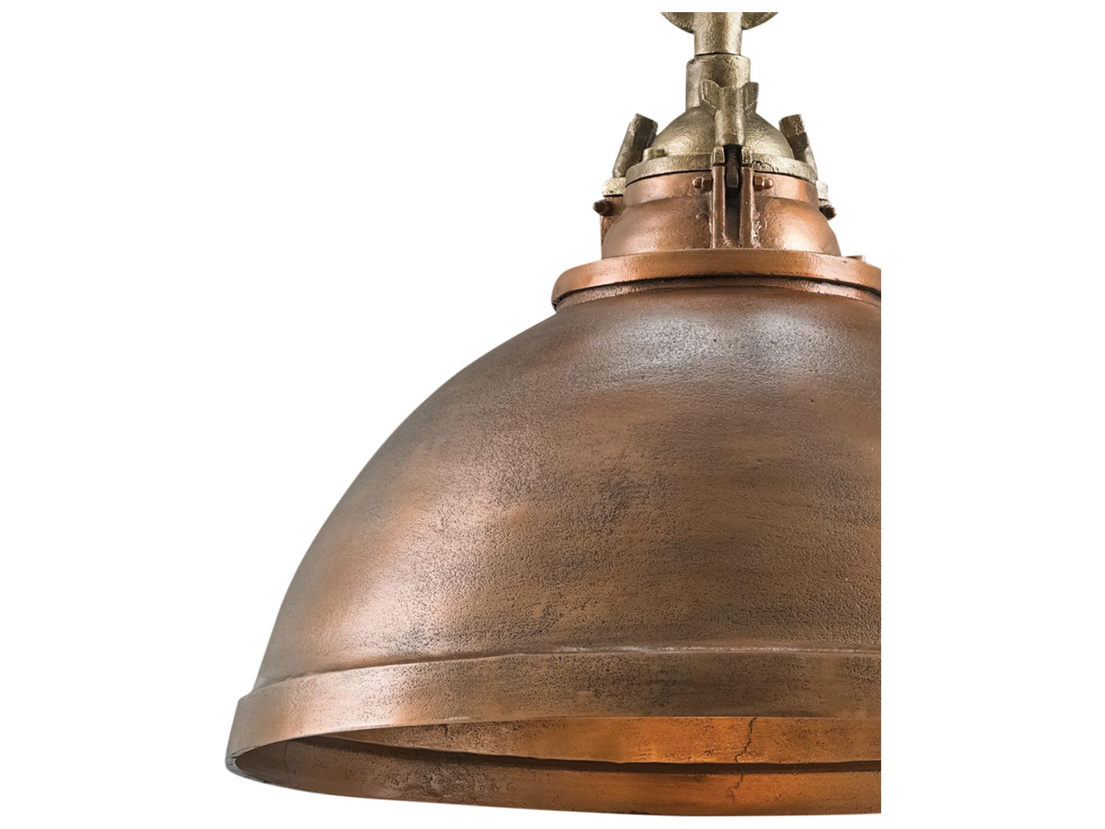 Currey & Company Admiral 1-Light Copper Antique Brass Dome Pendant