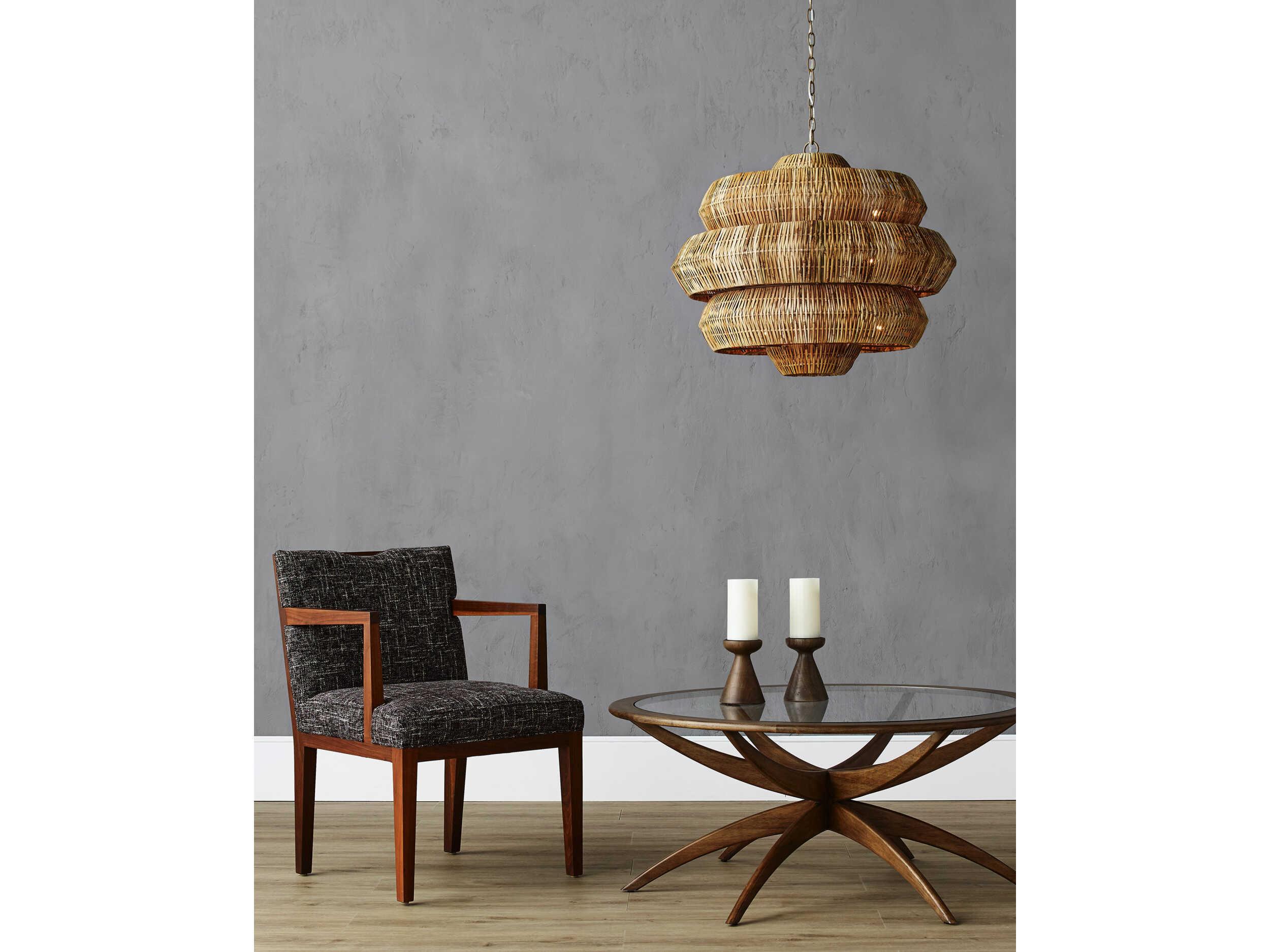 Currey & Company Antibes 9-Light Khaki Natural Brown Drum Tiered Pendant