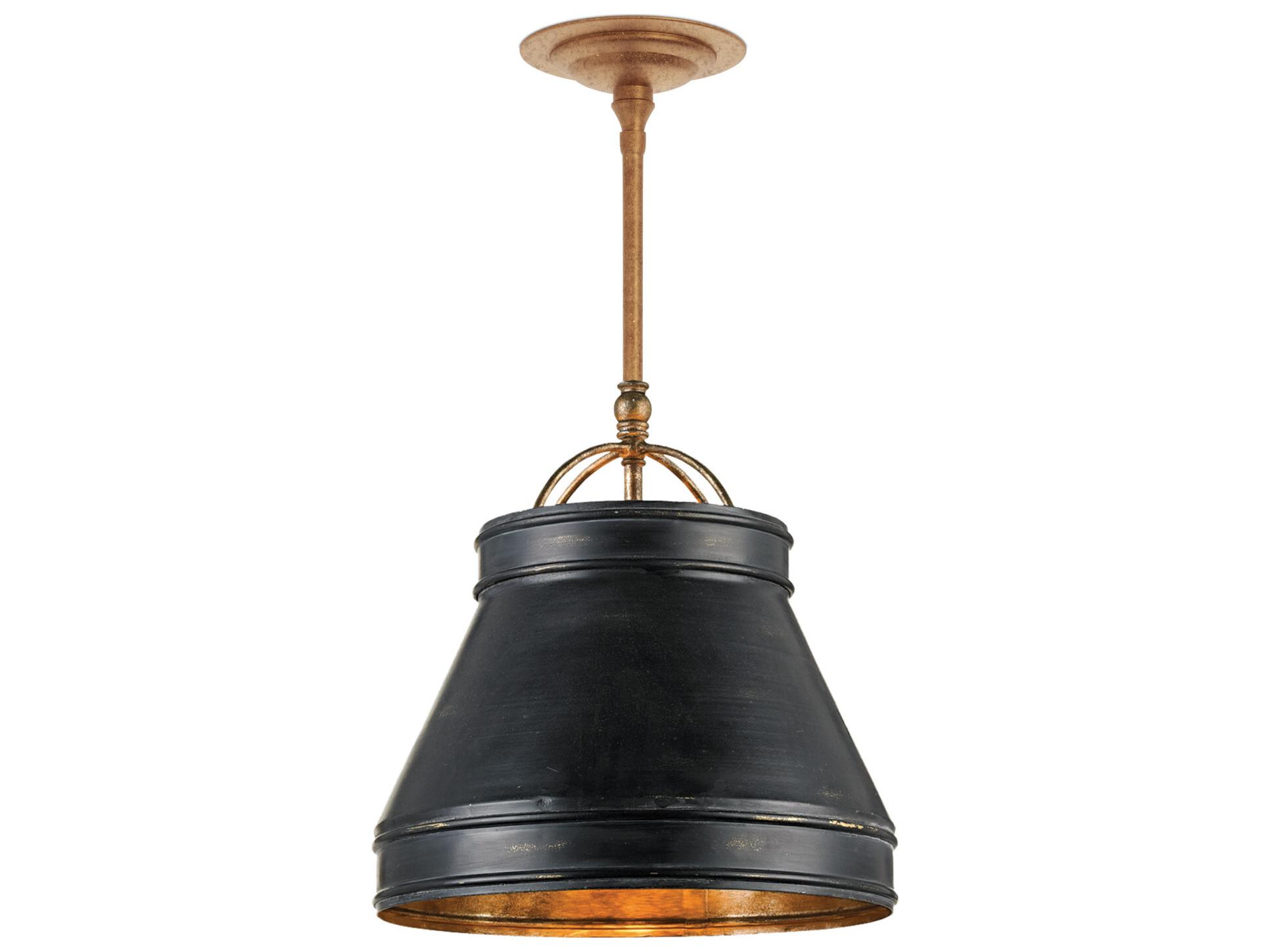 Currey & Company Lumley 1-Light French Black pyrite Bronze Bell Pendant