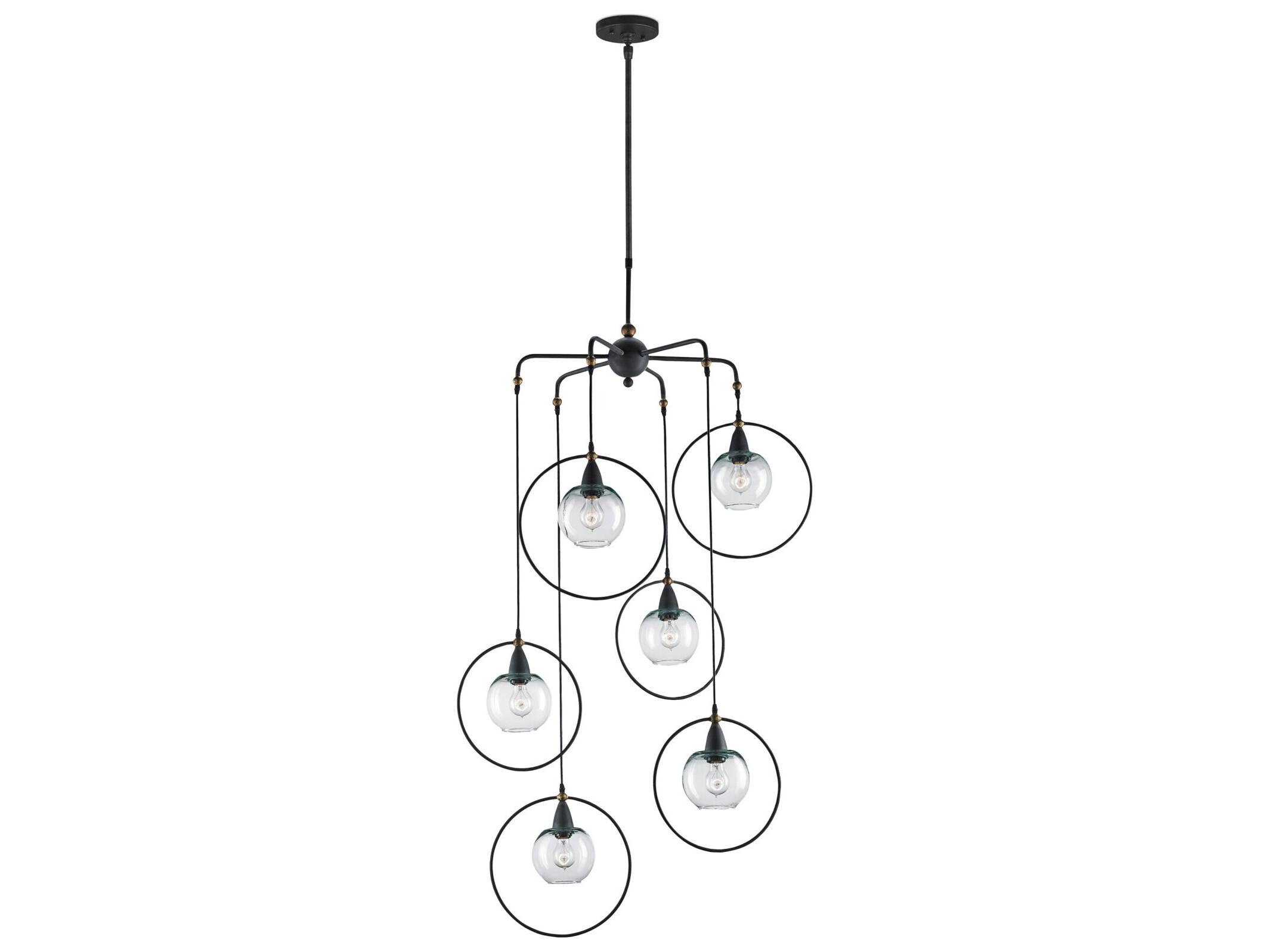 Currey & Company Moorsgate 6-Light Blacksmith old Brass Globe Linear Pendant