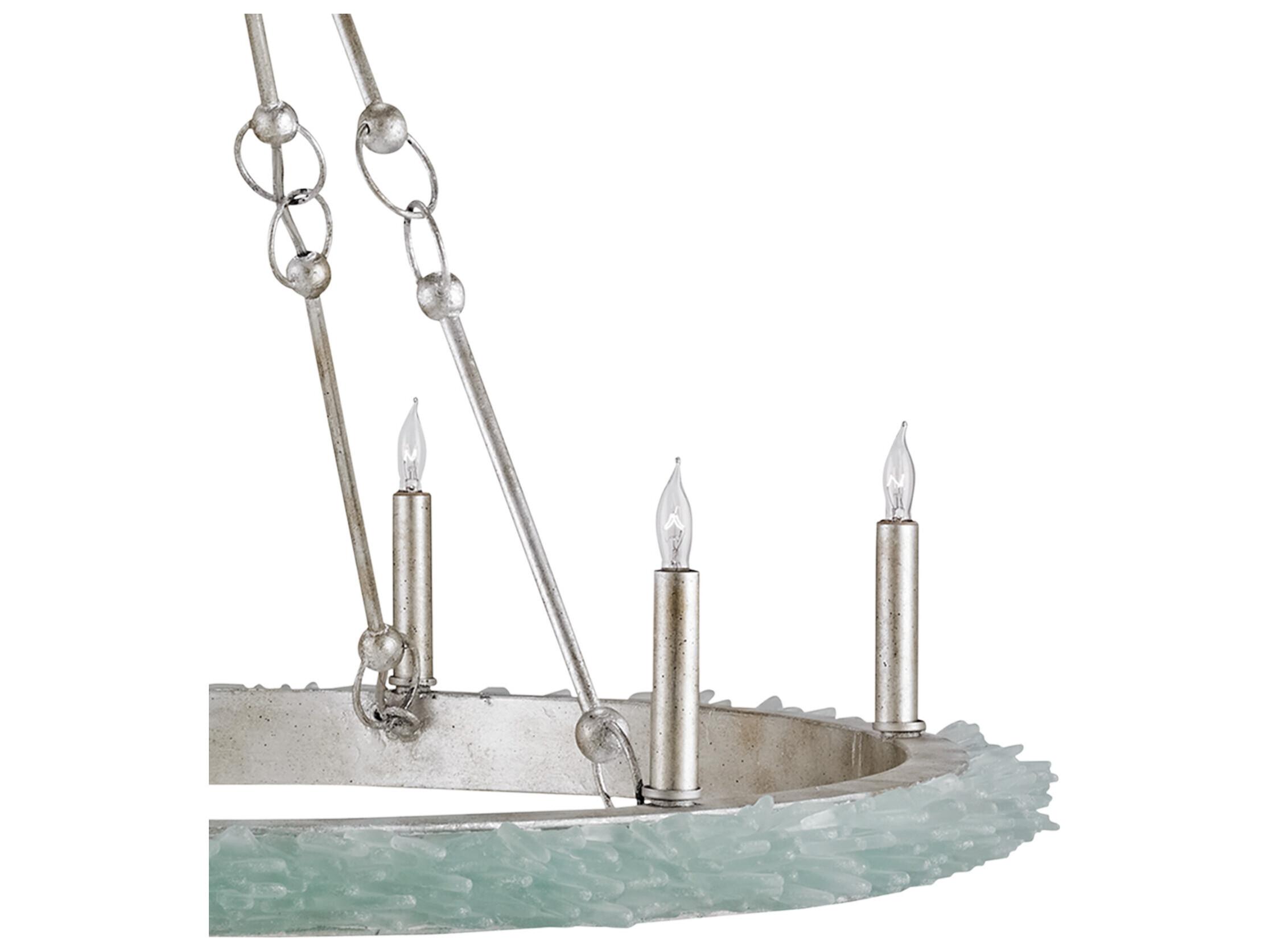 Currey & Company Tidewater 6-Light Silver Granello seaglass Candelabra Chandelier