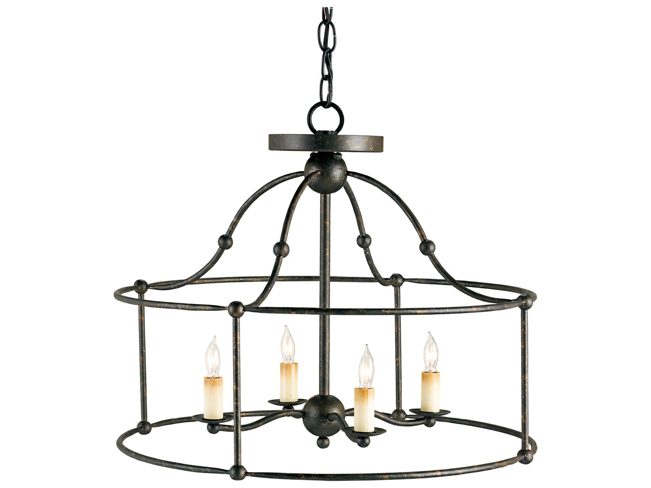 Currey & Company Fitzjames 4-Light Mayfair Black Candelabra Chandelier