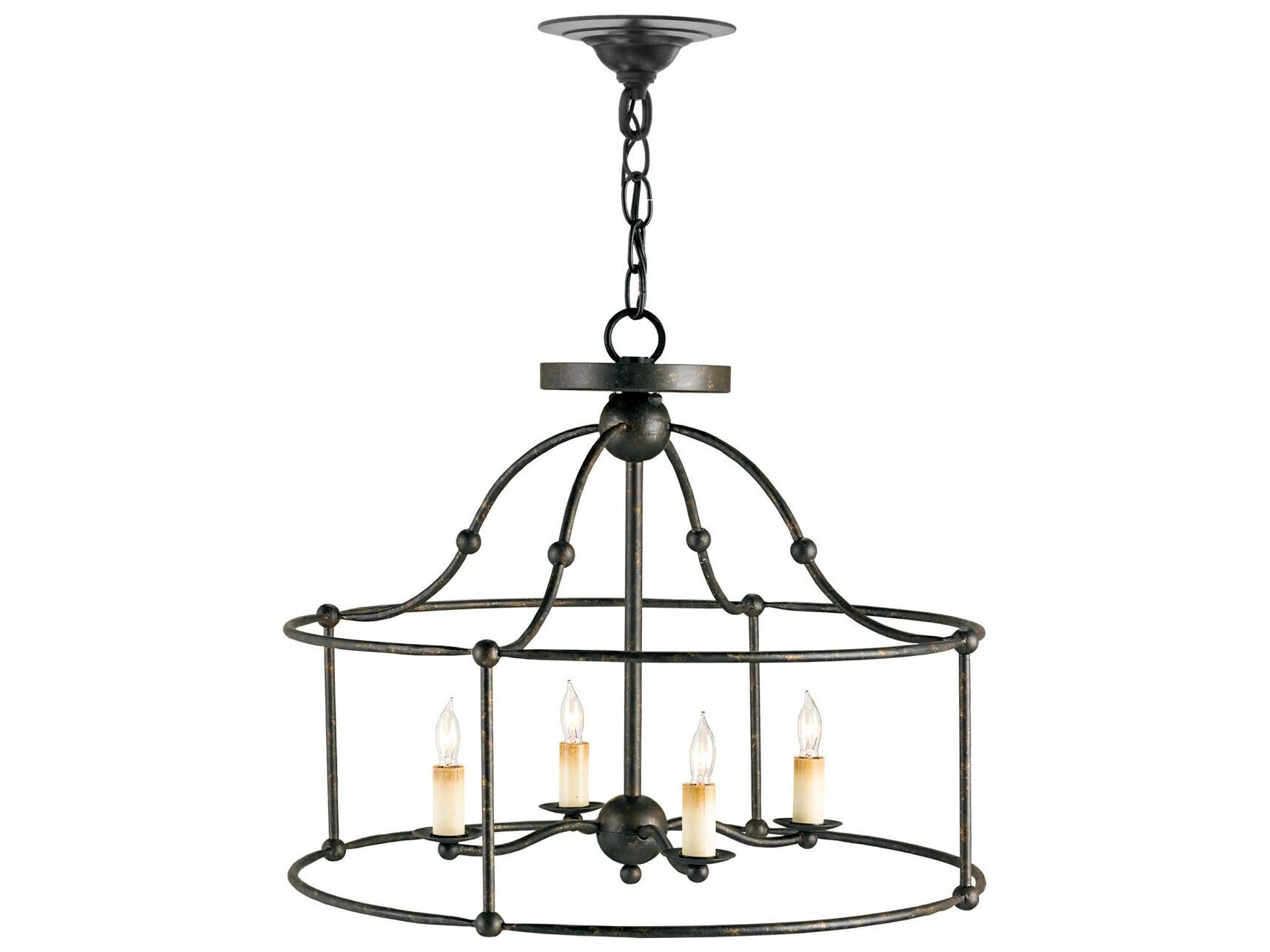 Currey & Company Fitzjames 4-Light Mayfair Black Candelabra Chandelier