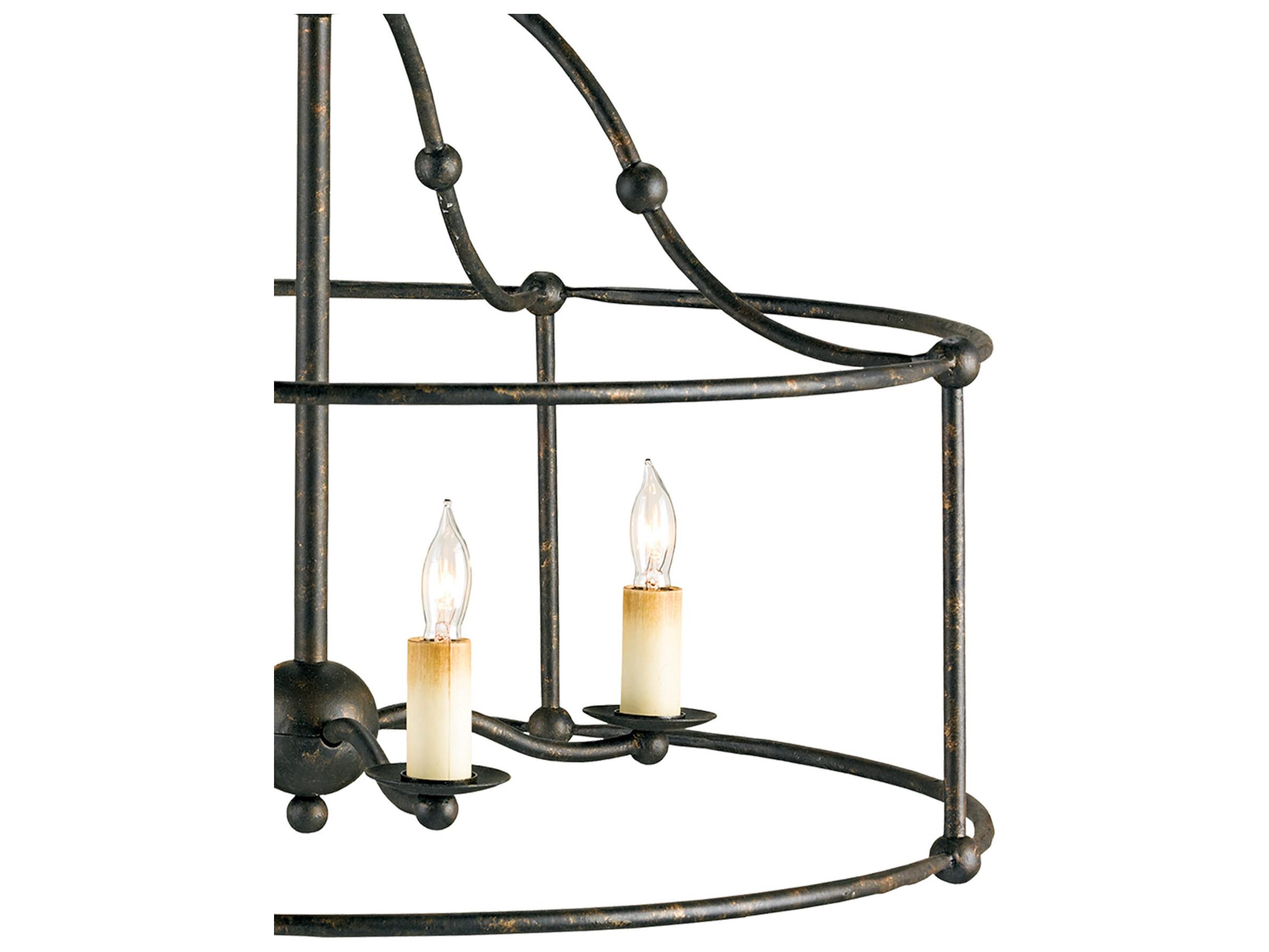 Currey & Company Fitzjames 4-Light Mayfair Black Candelabra Chandelier